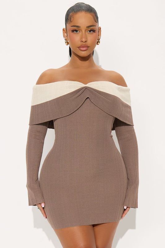 Spice Me Up Sweater Mini Dress - Mocha