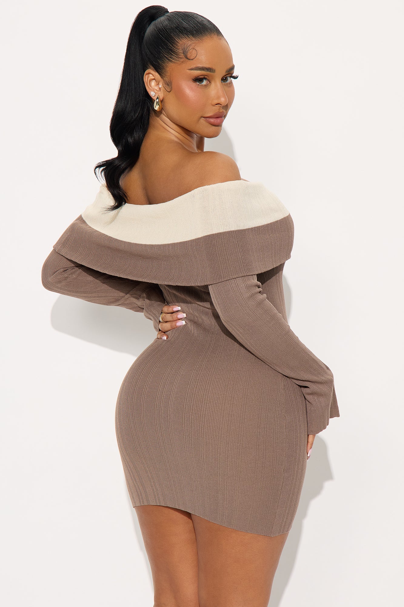 Spice Me Up Sweater Mini Dress - Mocha