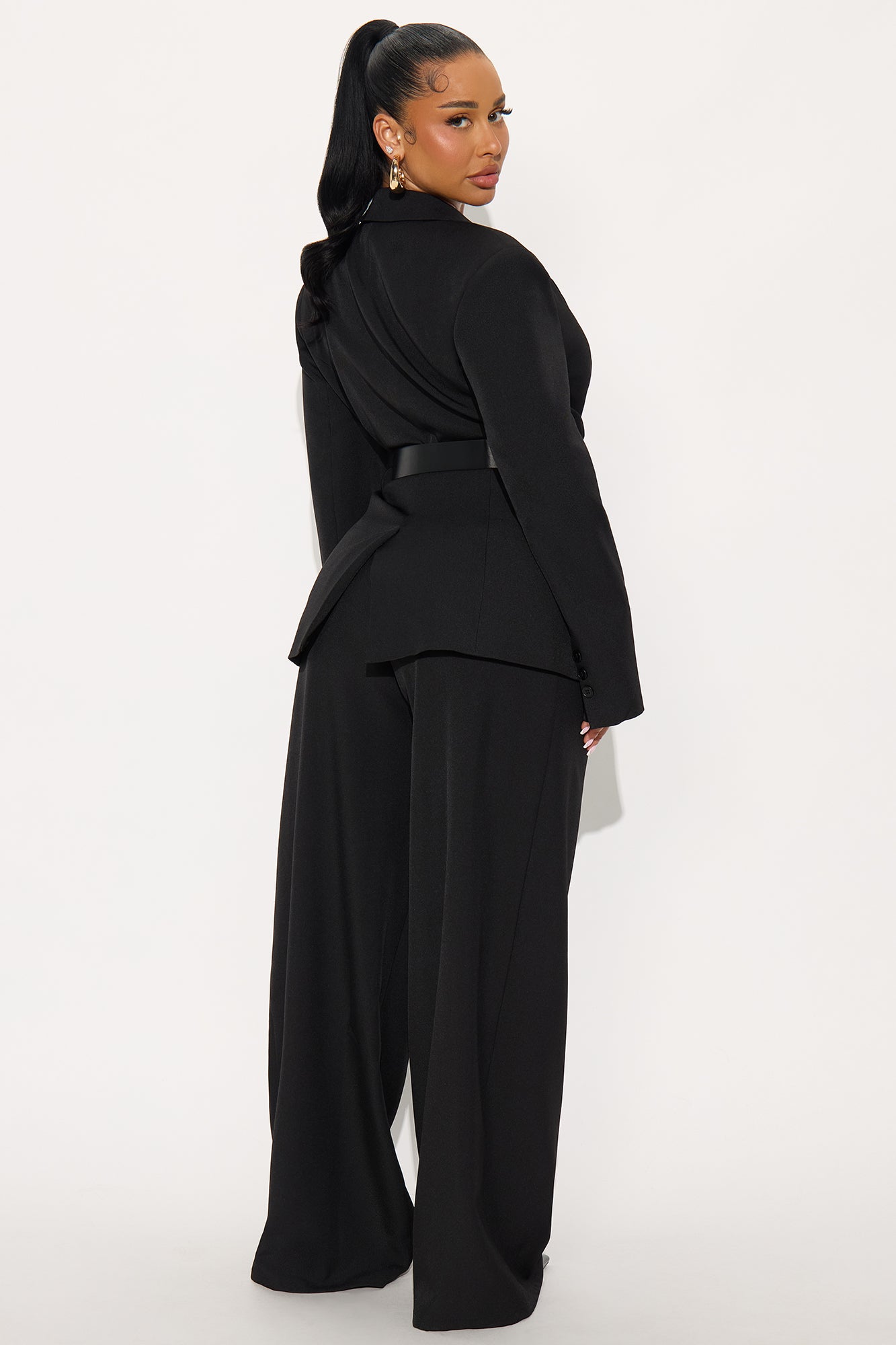 Boss Moves Belted Blazer Pant Set - Black