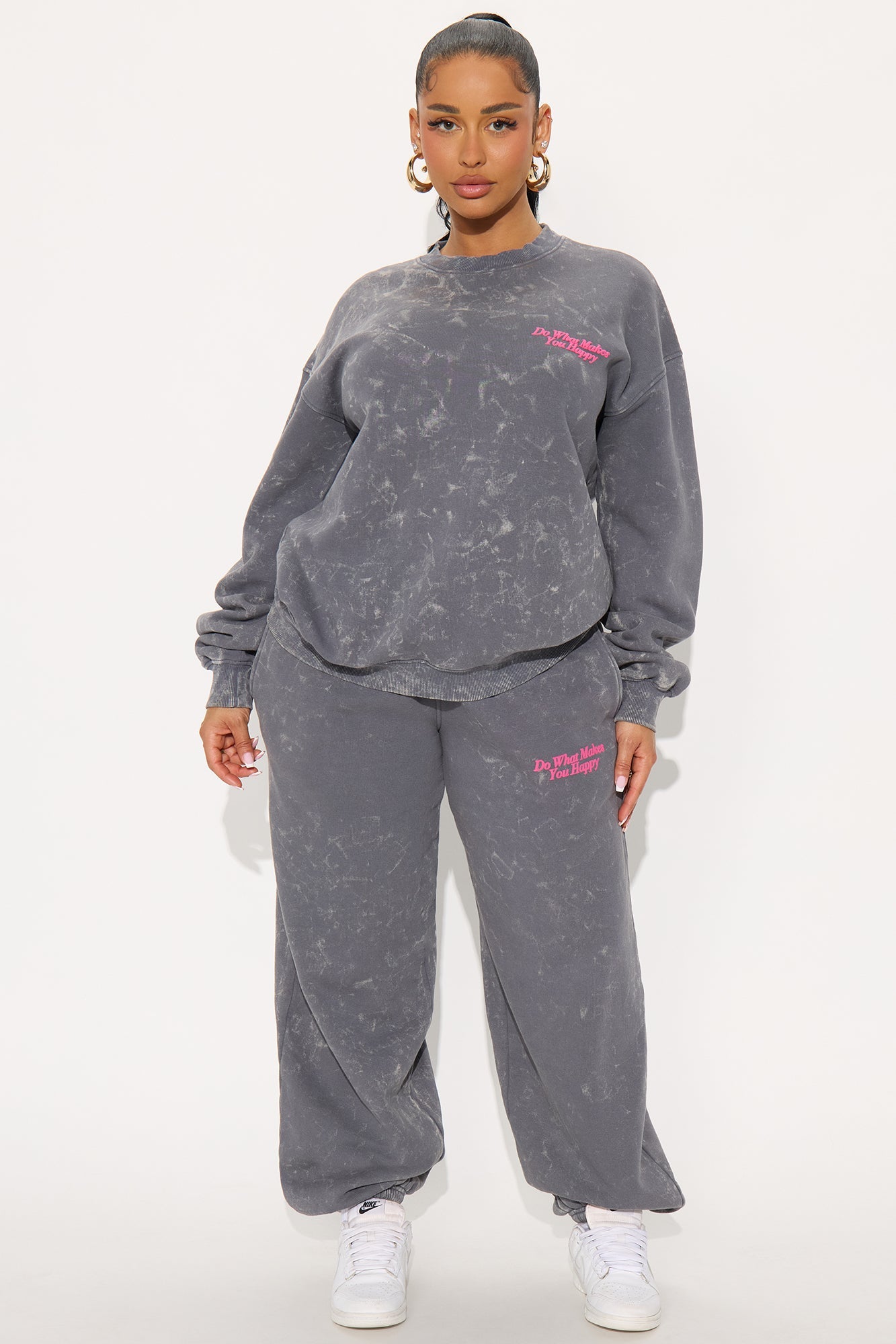 Be Happy Fleece Pant Set - Grey