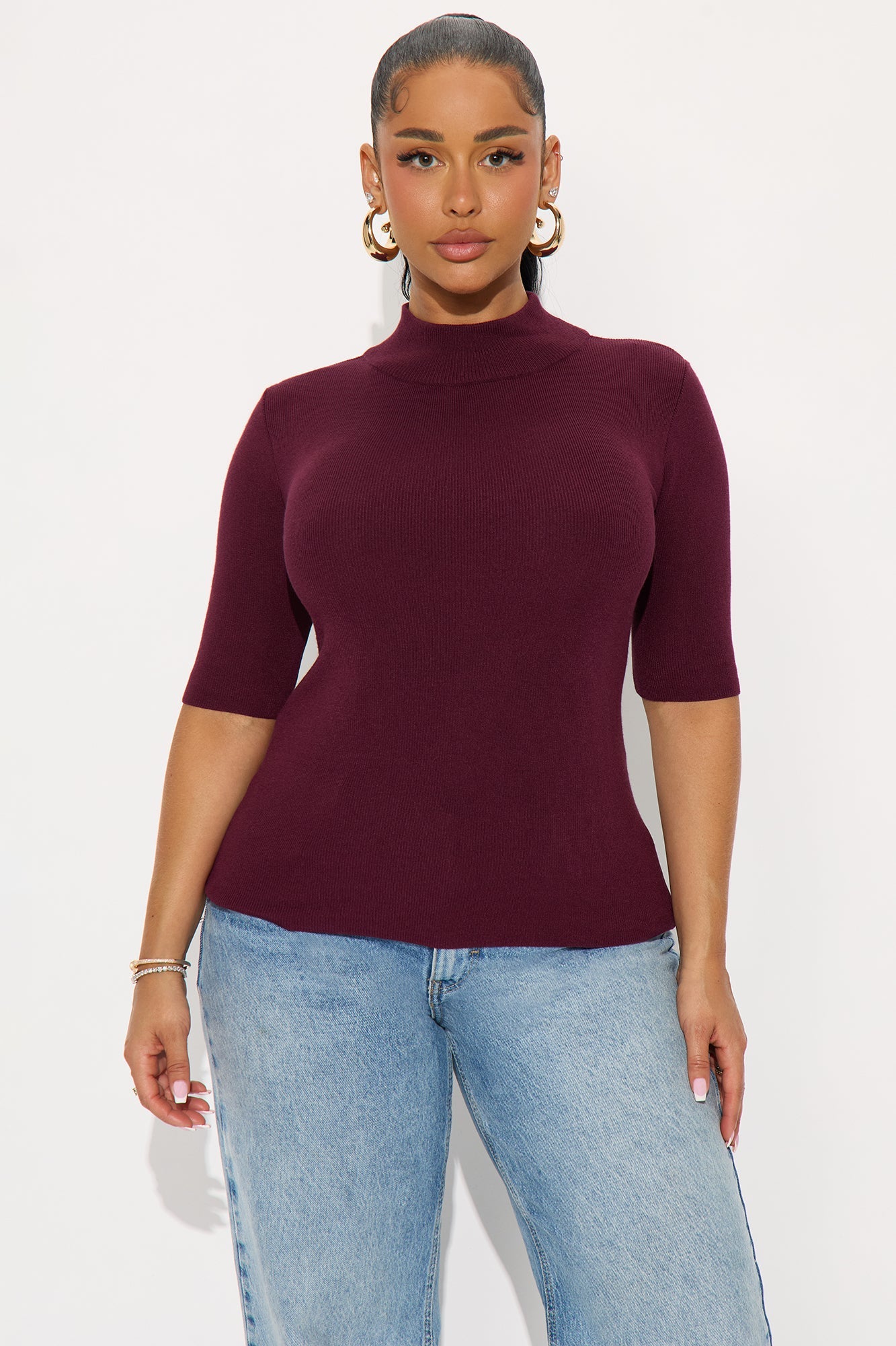 Calm Vibes Ribbed Sweater - Plum