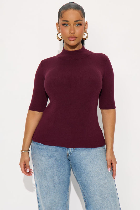 Calm Vibes Ribbed Sweater - Plum