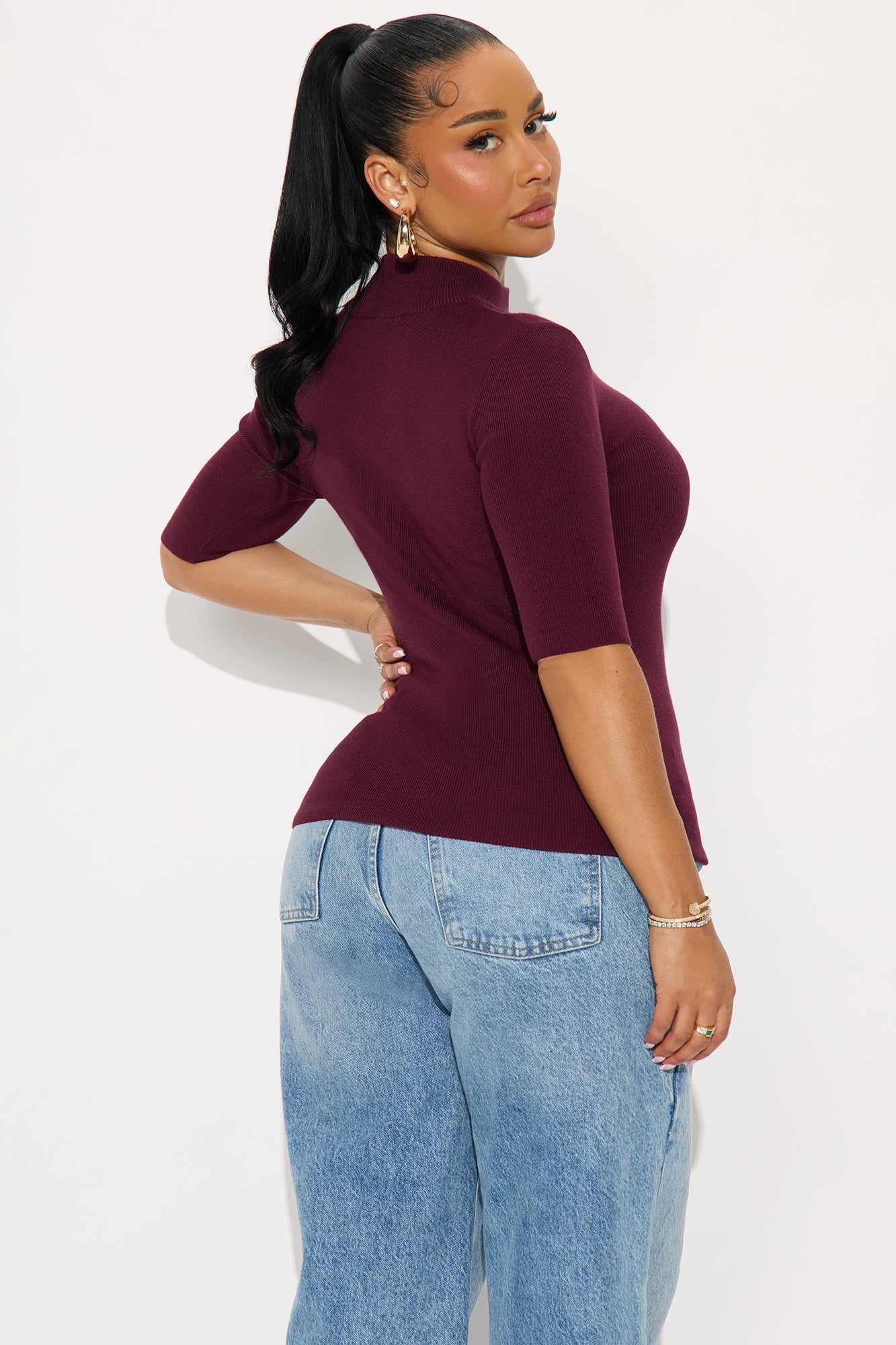 Calm Vibes Ribbed Sweater - Plum