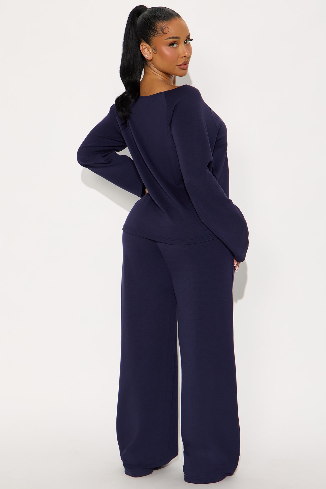 Stephanie Ultra Soft Wide Leg Sweatpant - Navy