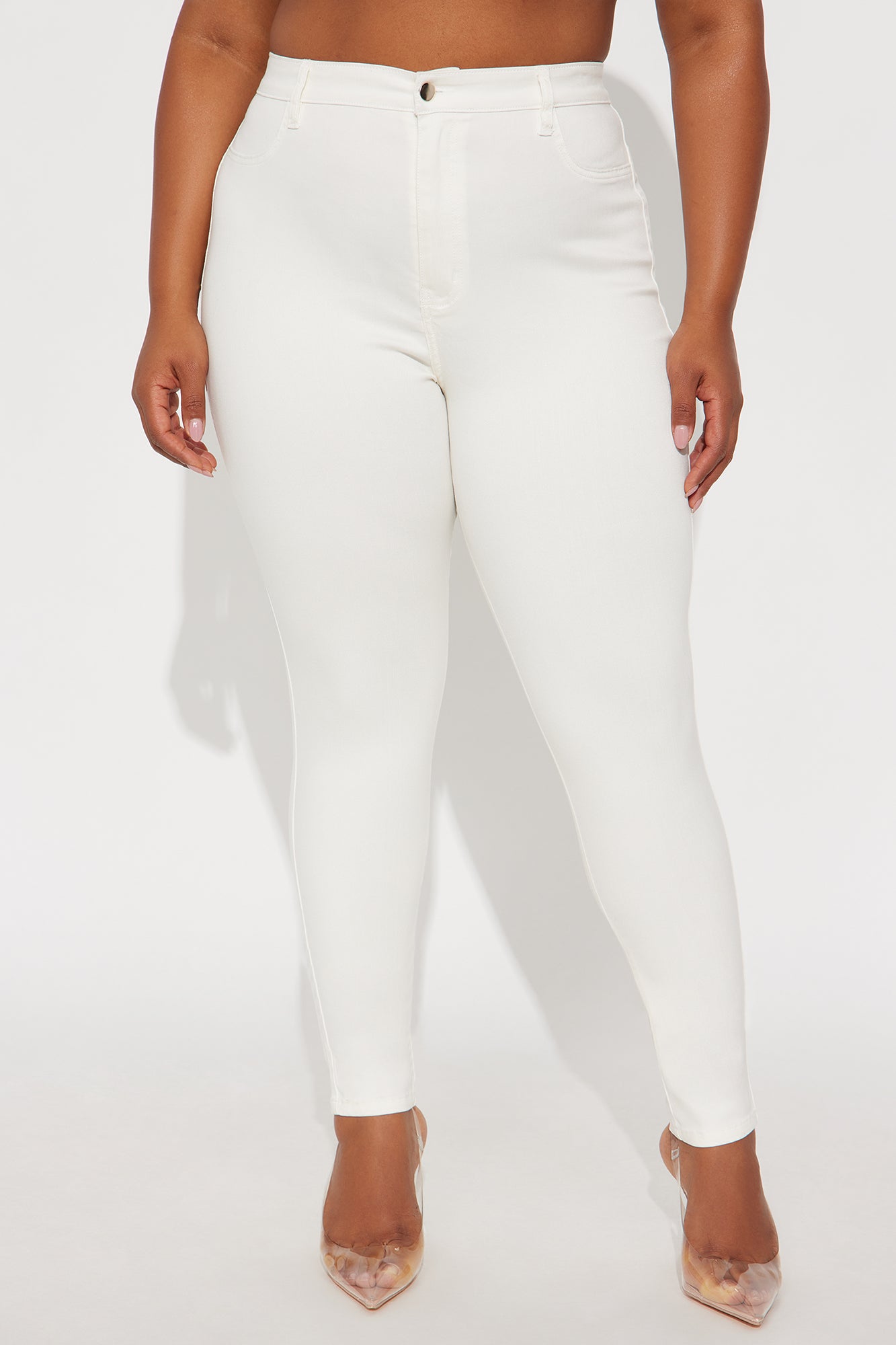 Classic High Waist Skinny Jeans - Cream
