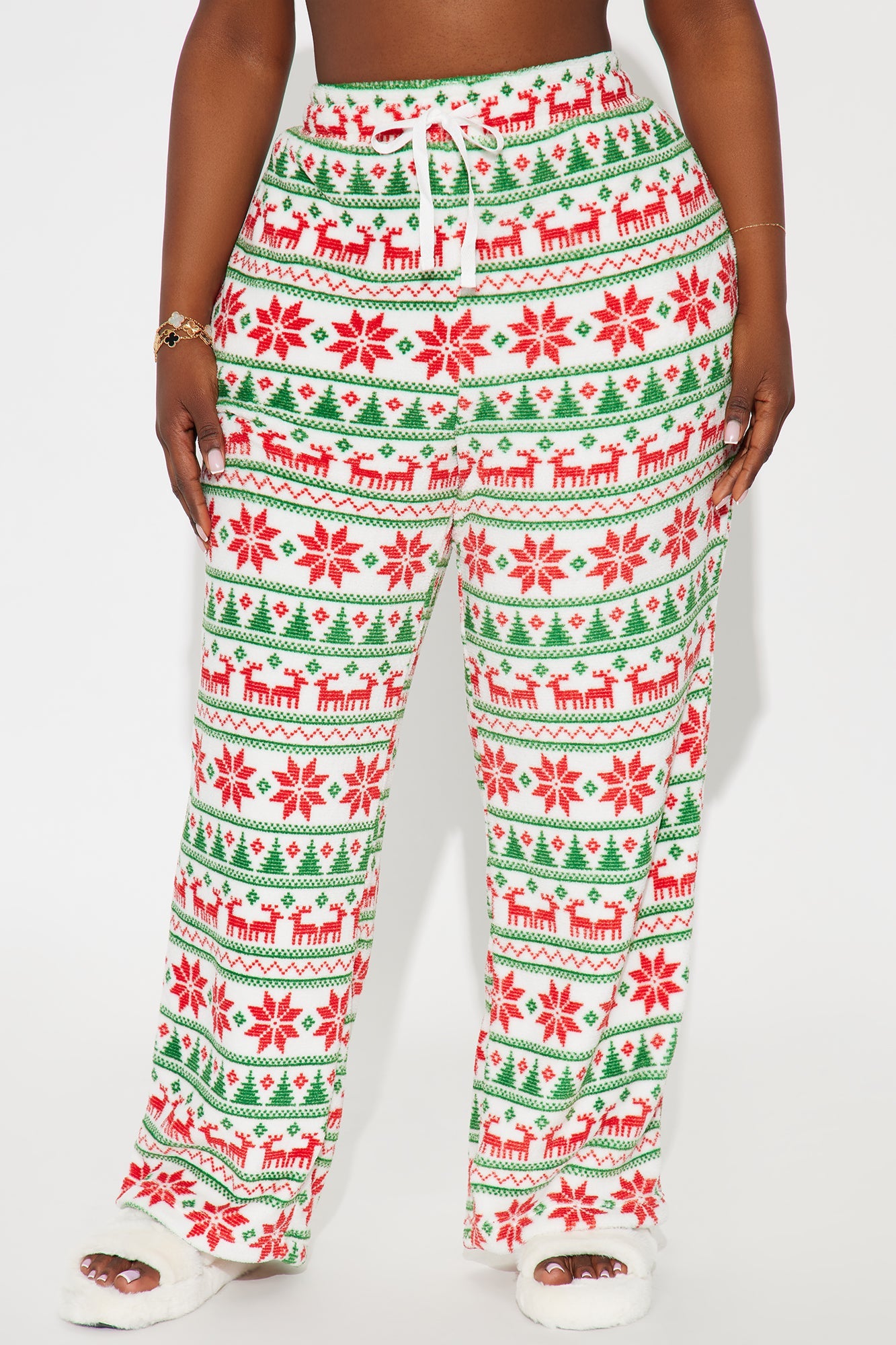 Feels Like Christmas Matching Family Plush PJ Pants - White/combo