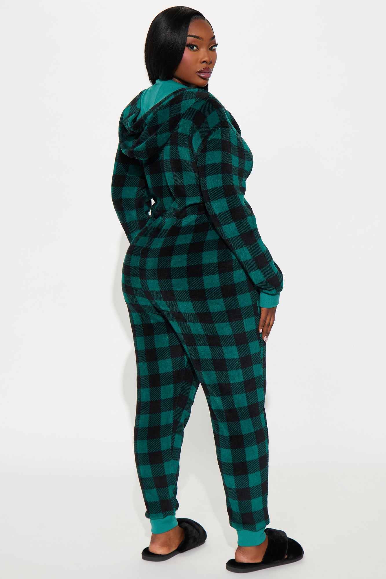 Always Cozy Plush Matching Family PJ Jumpsuit Onesie - Black/Green