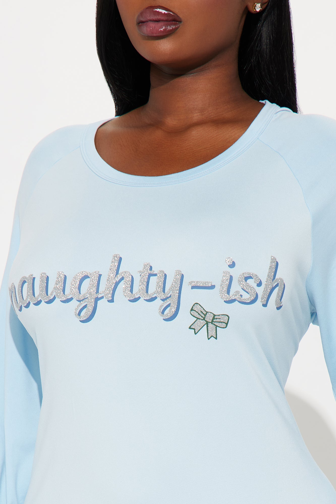 Naughtyish Glitter PJ Sleep Shirt - Light Blue