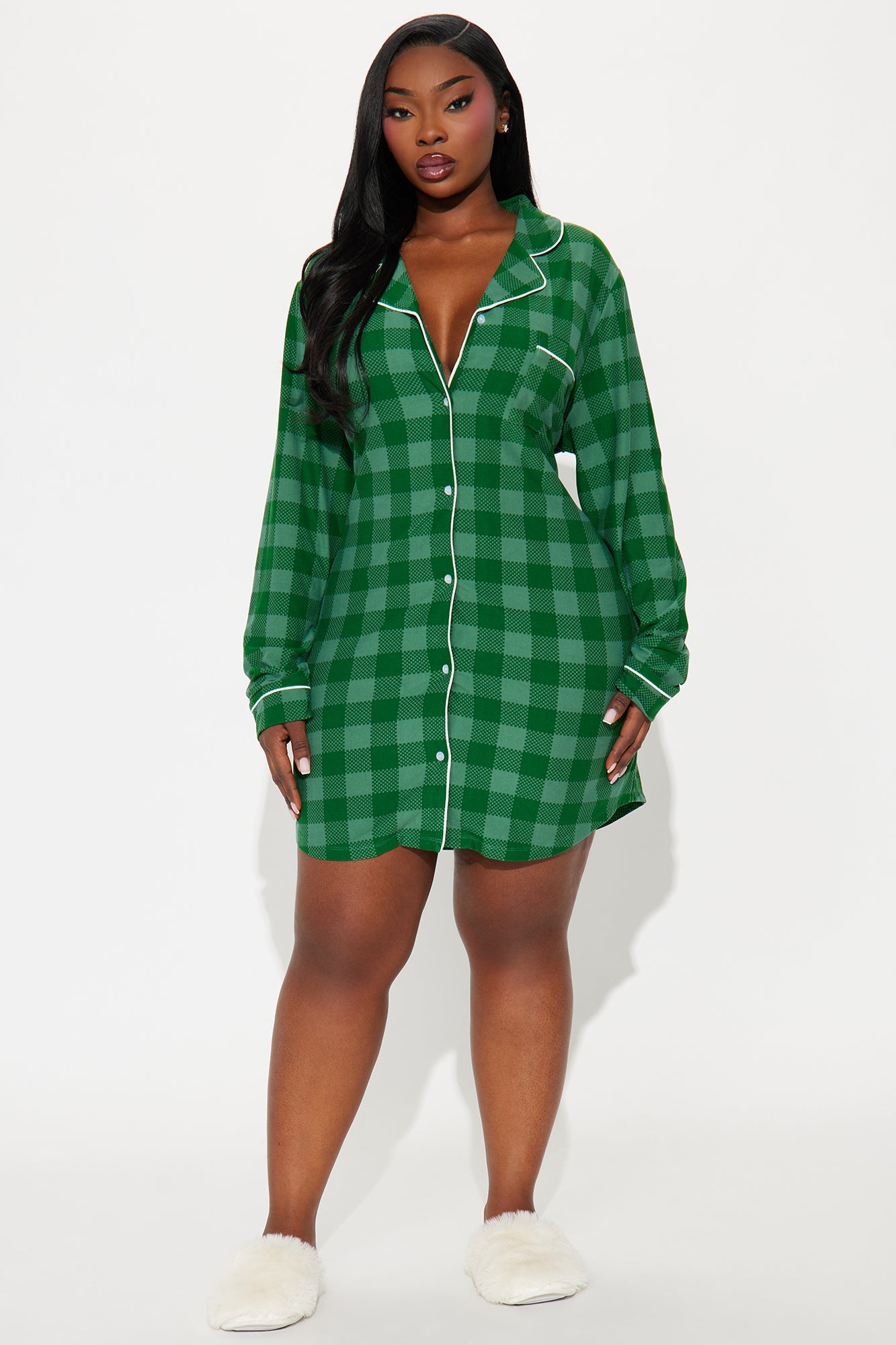 Winter Morning Matching Family Long Sleeve PJ Sleep Shirt - Green