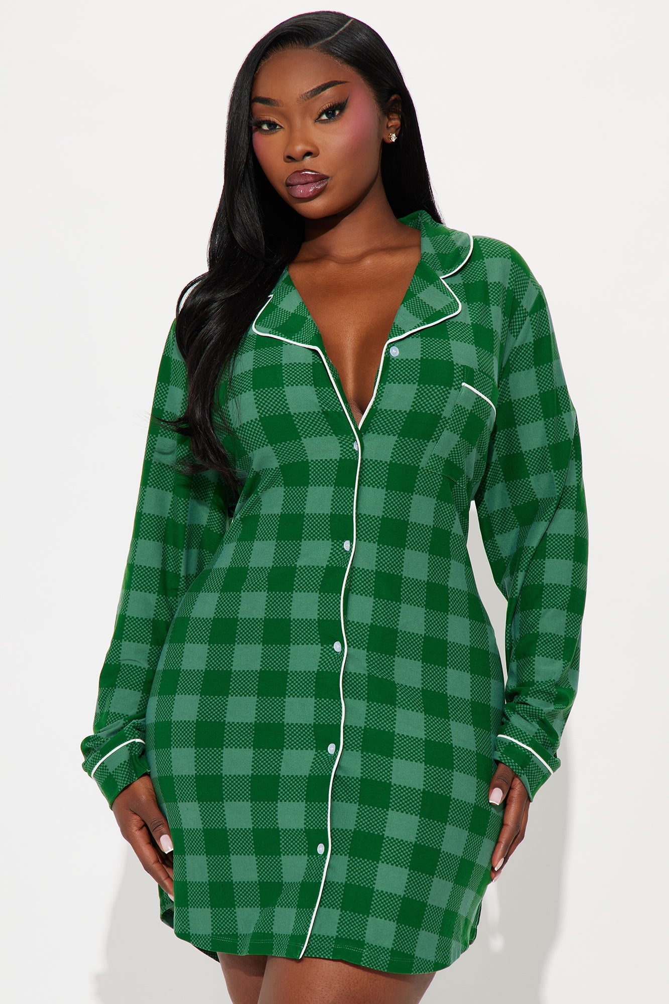 Winter Morning Matching Family Long Sleeve PJ Sleep Shirt - Green