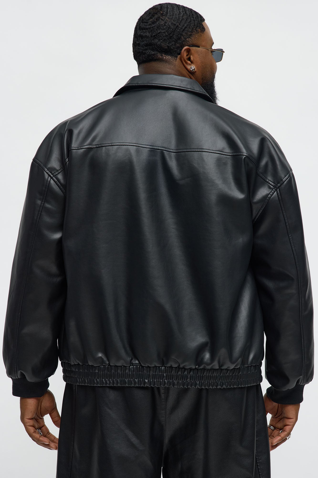 Faux Leather Work Jacket - Black
