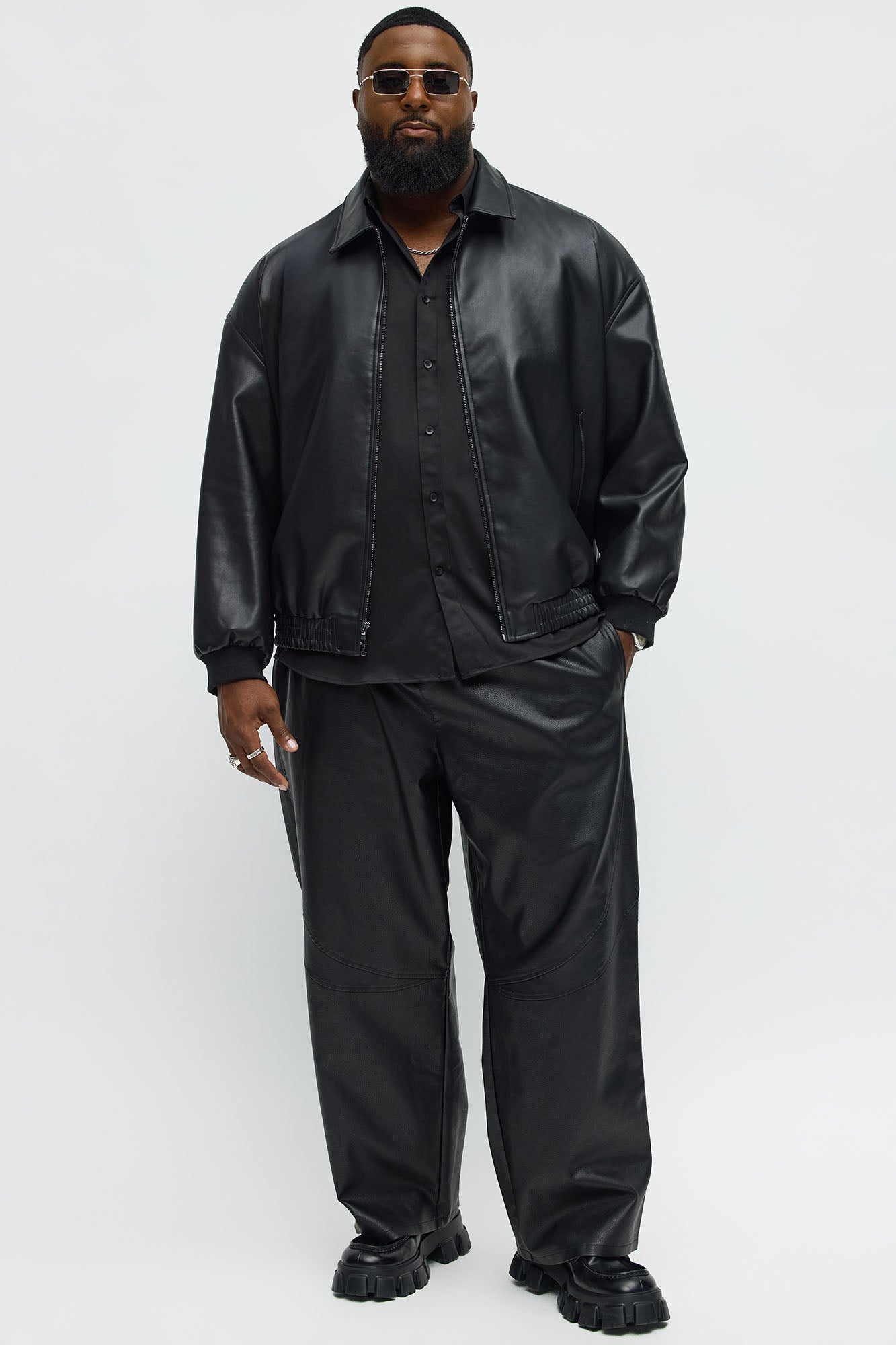 Baggy Slick In These Streets Faux Leather Pant - Black