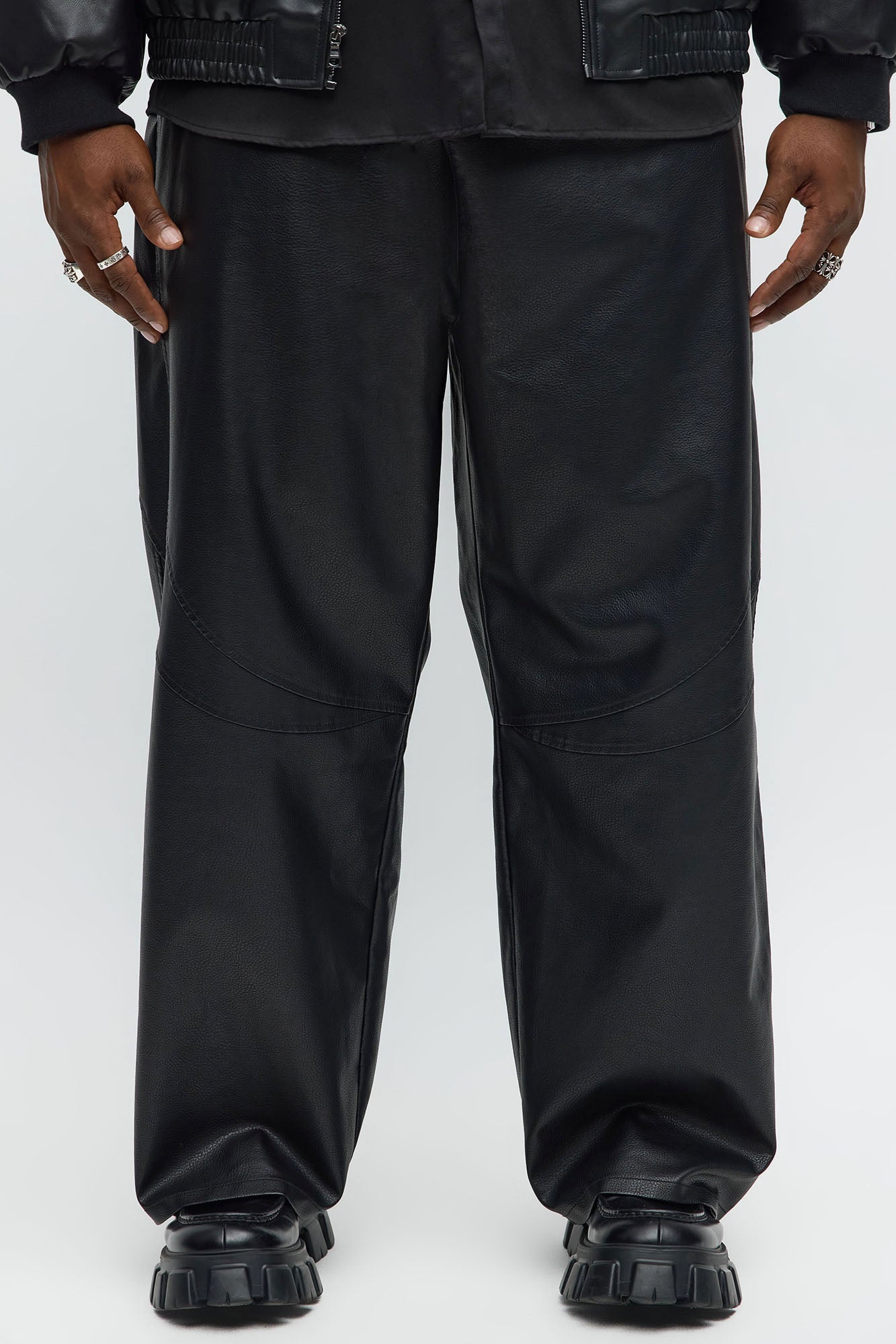 Baggy Slick In These Streets Faux Leather Pant - Black