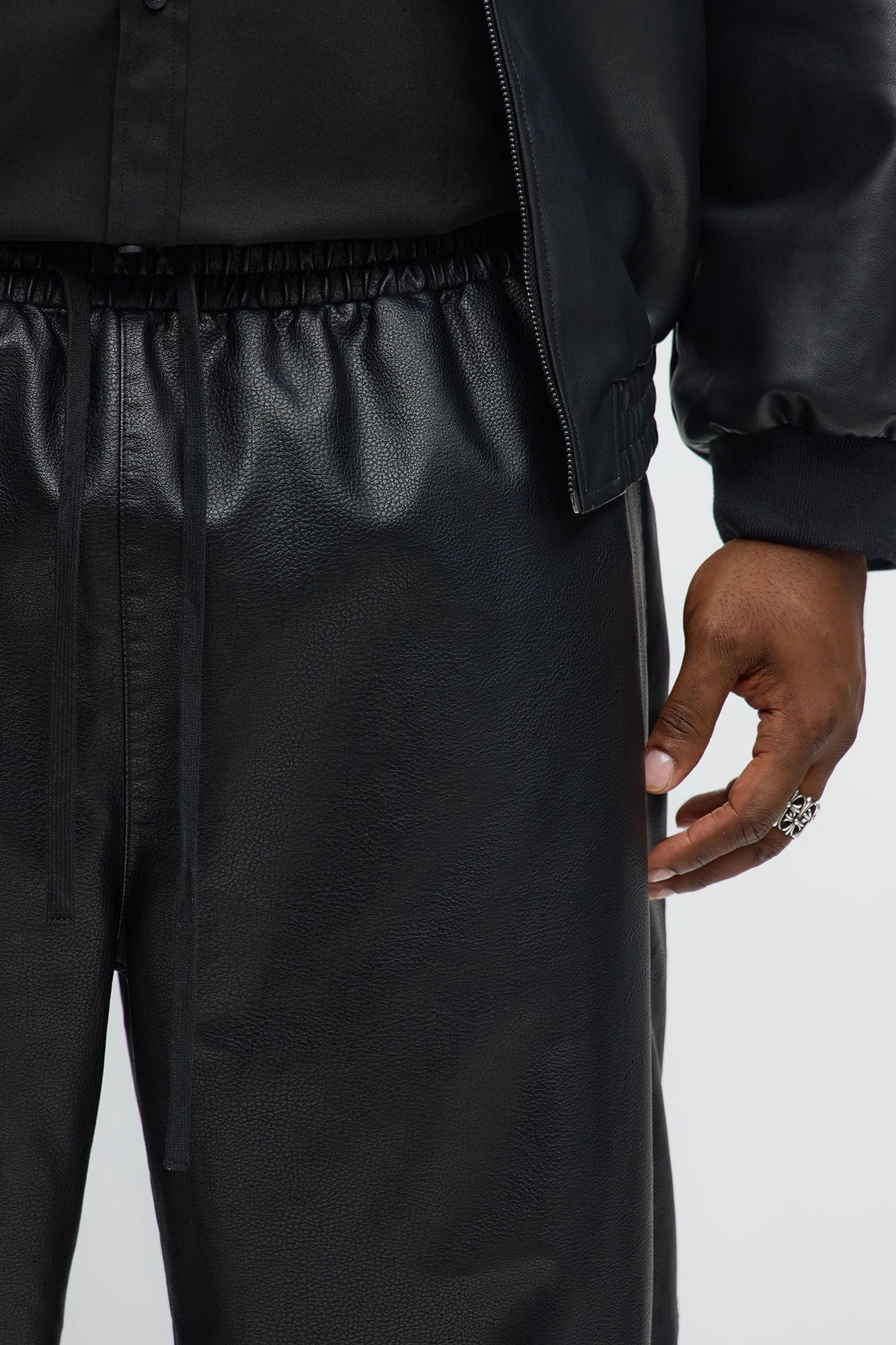 Baggy Slick In These Streets Faux Leather Pant - Black