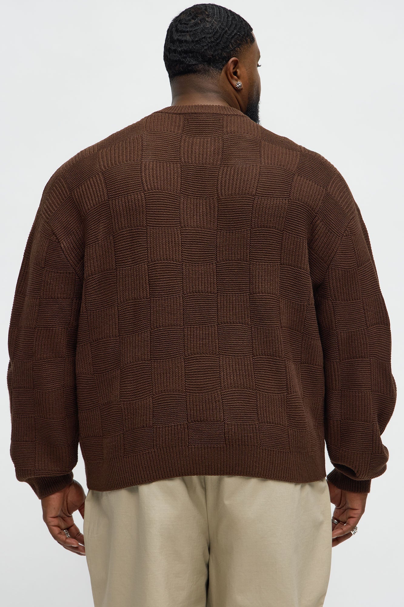 Cropped Hearth And Hem 3 Button Sweater - Brown