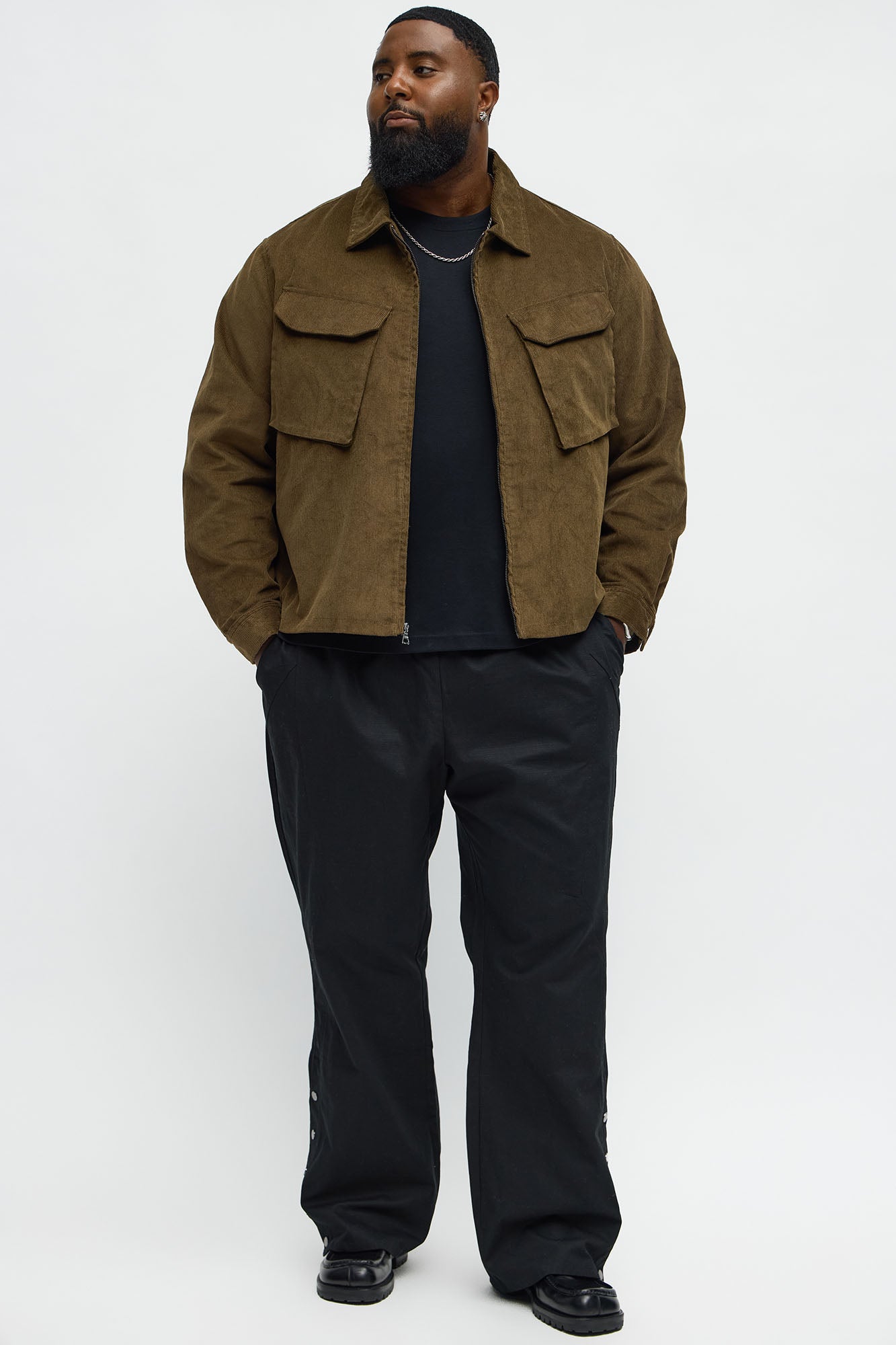 Slim Comeback Ripstop Side Snap Buttons - Black