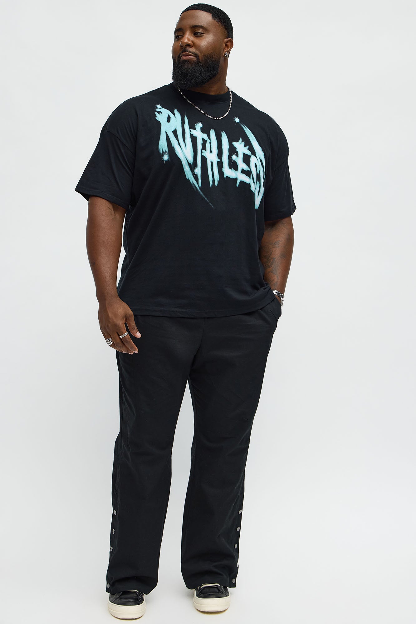 Ruthless Star Oversized Short Sleeve Tee - Black