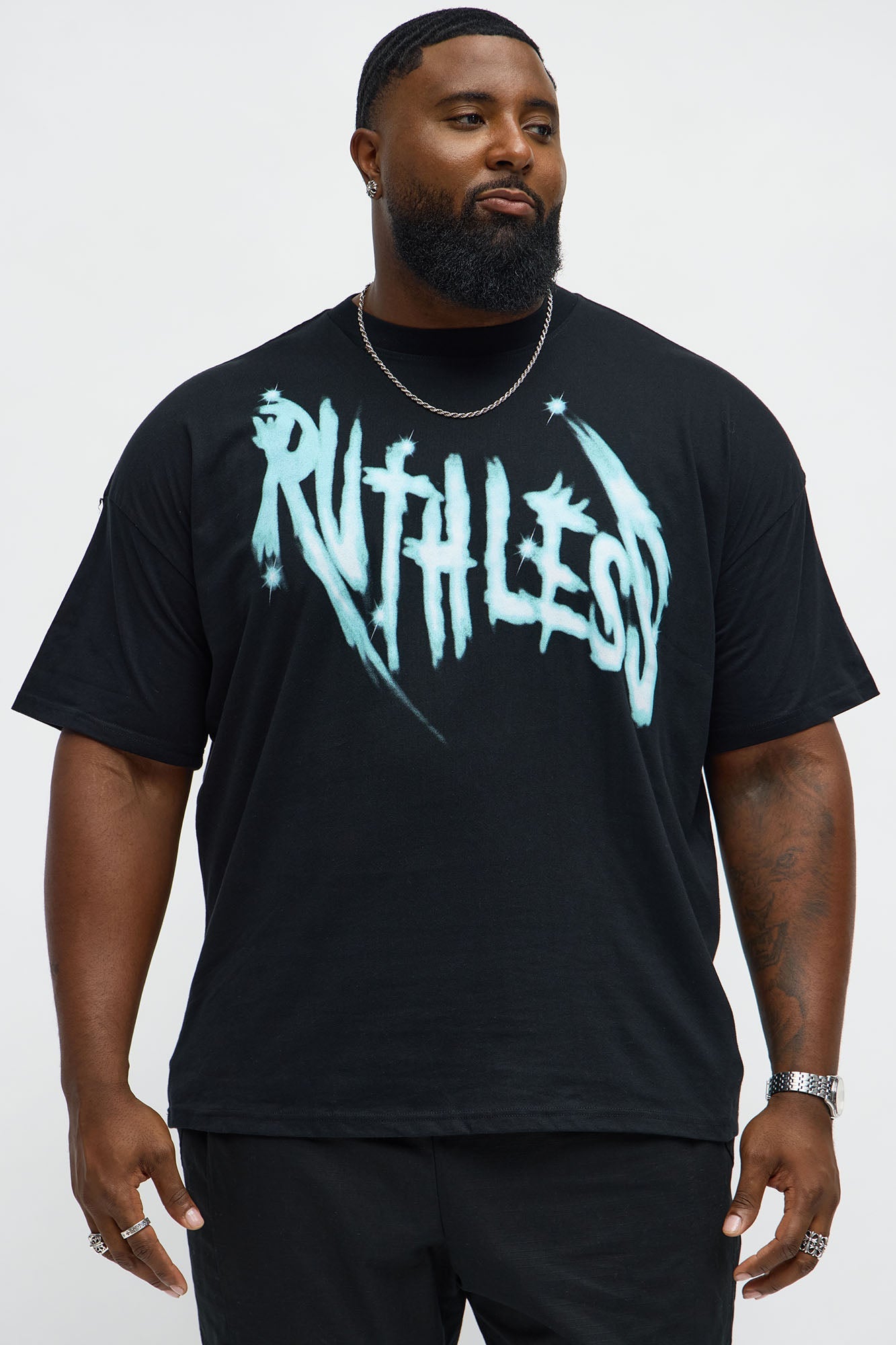 Ruthless Star Oversized Short Sleeve Tee - Black