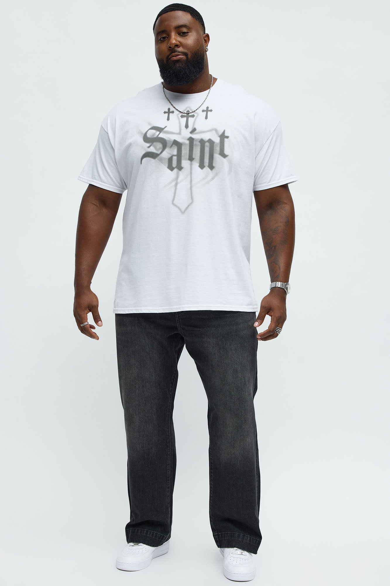 Saint Crosses Oversized Short Sleeve Tee - White