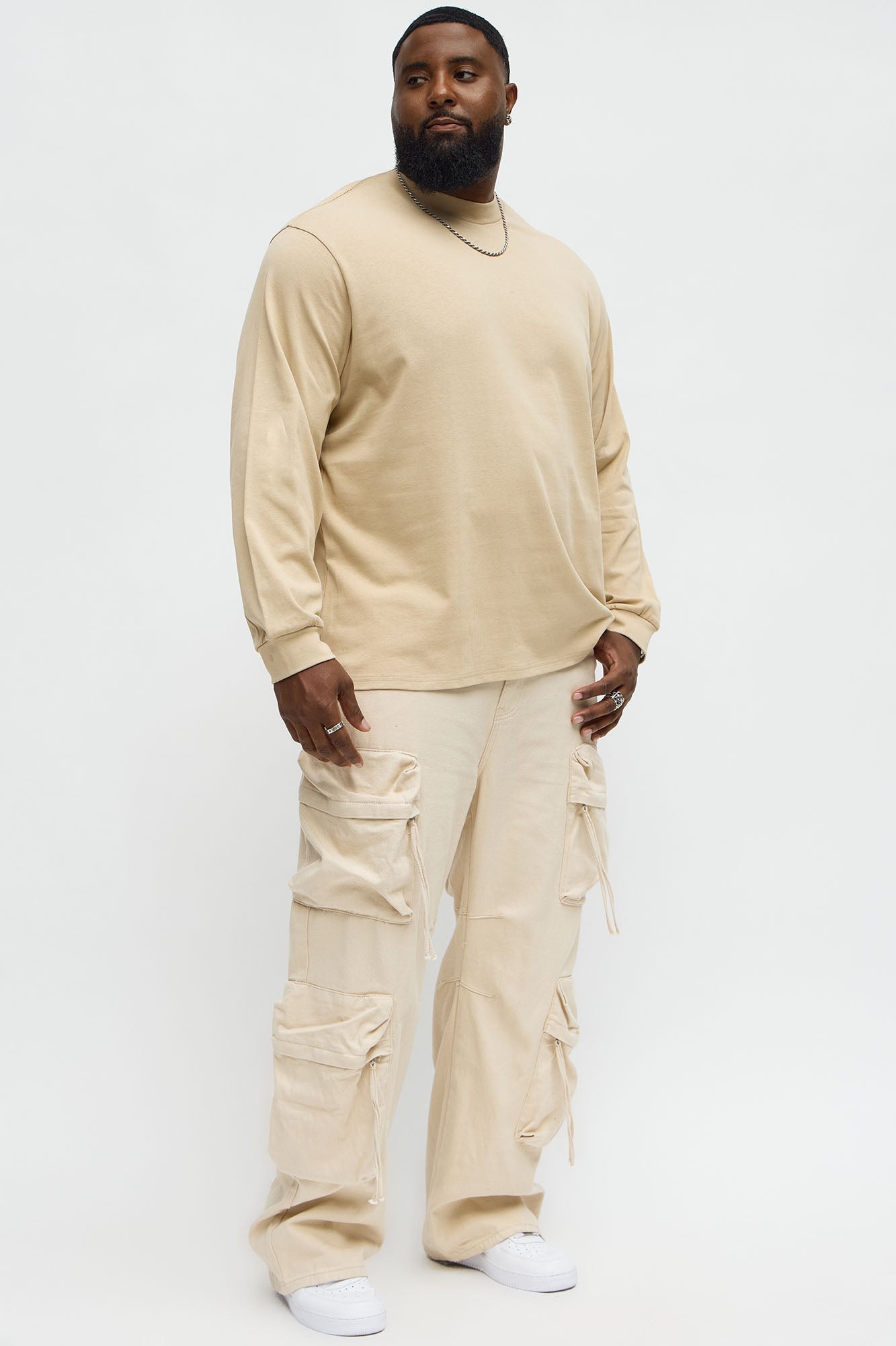 Oversized Heavyweight Long Sleeve Tee - Tan