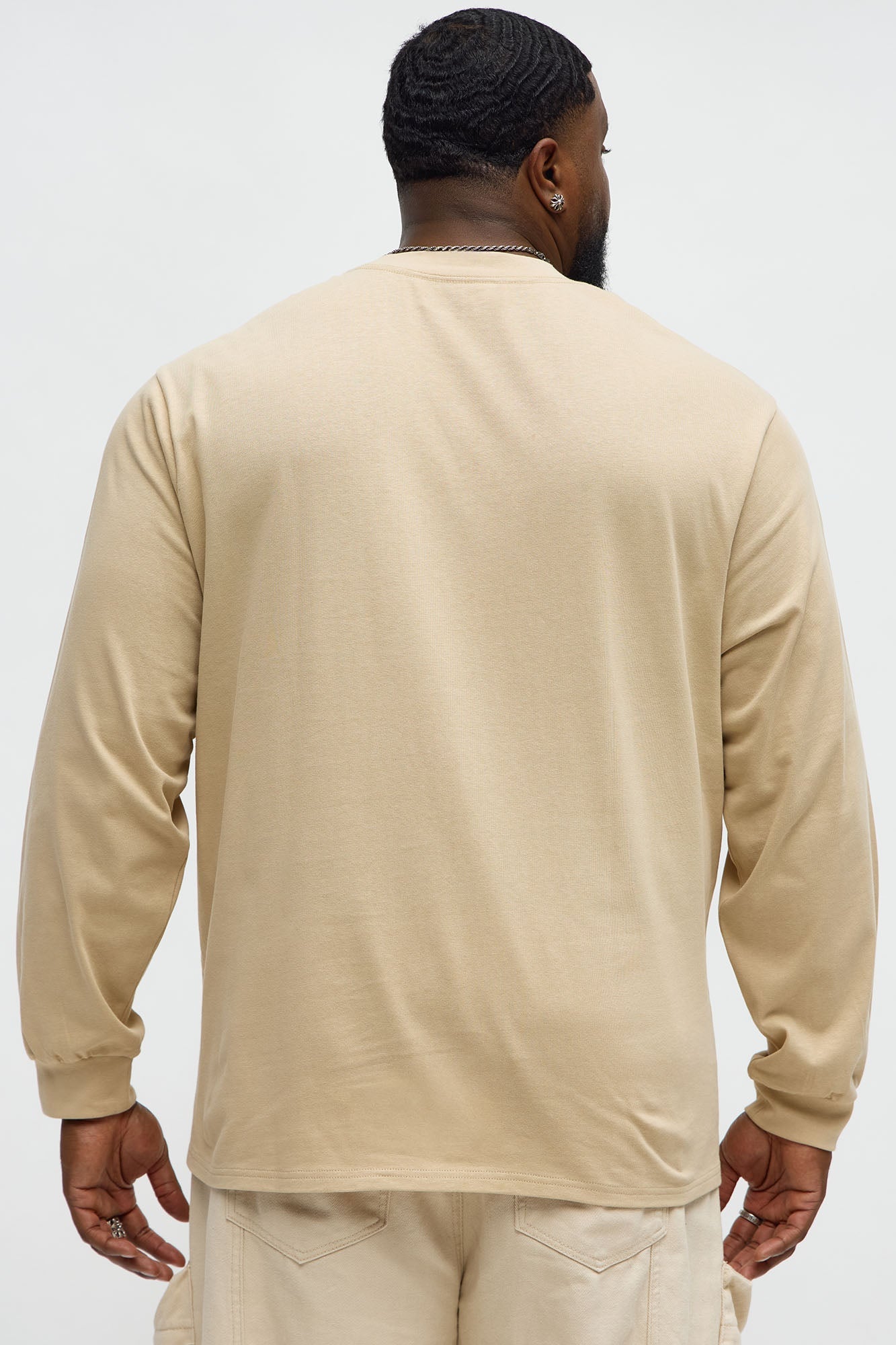 Oversized Heavyweight Long Sleeve Tee - Tan