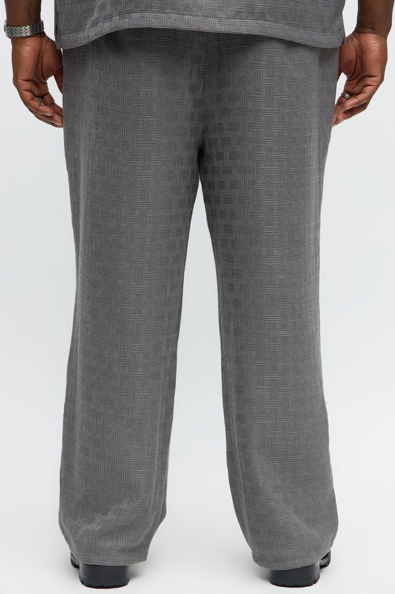Straight Crosshatch Textured Pant - Grey