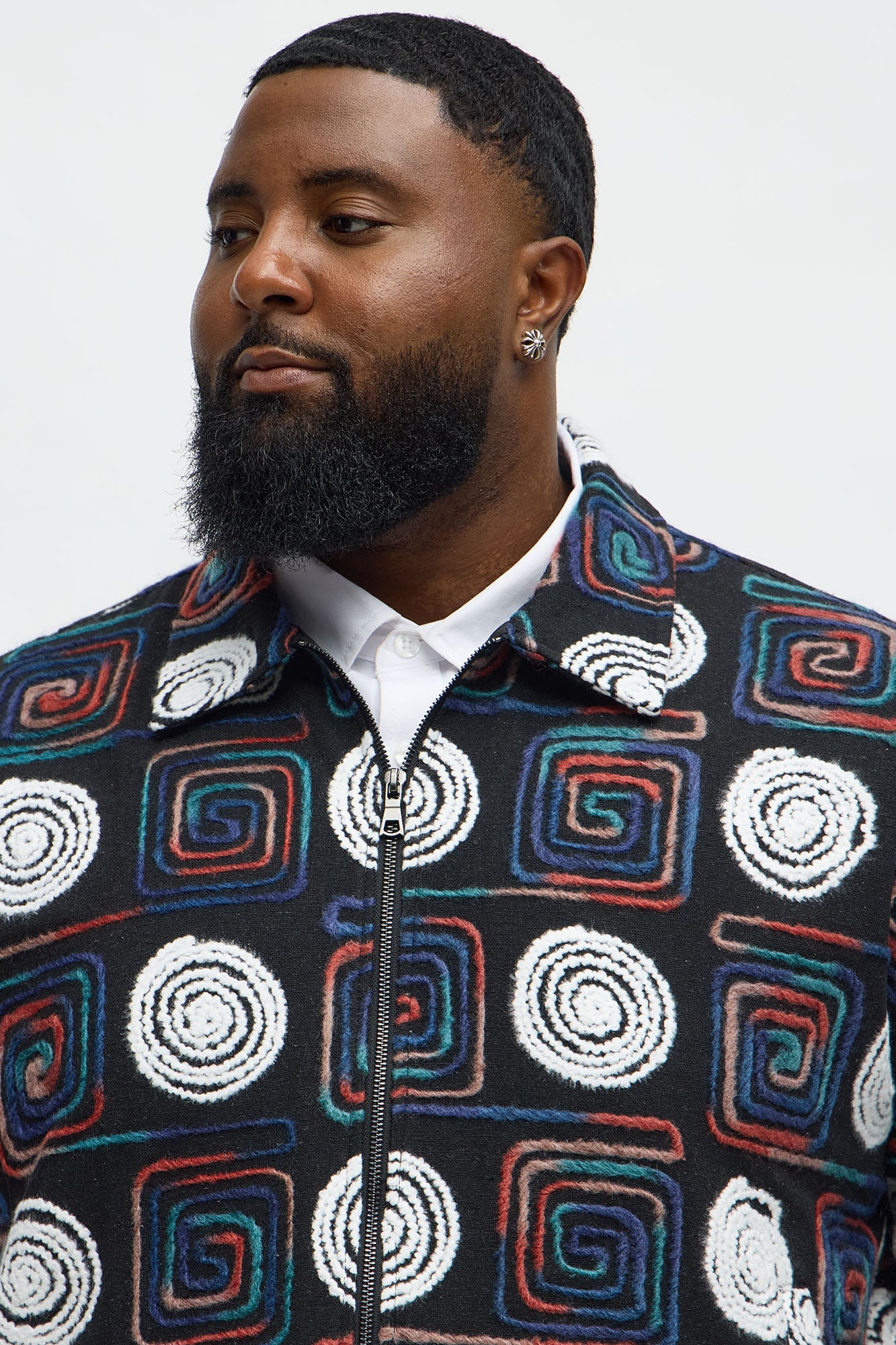 Cropped Textured I'm Spiraling Work Jacket - Black/combo