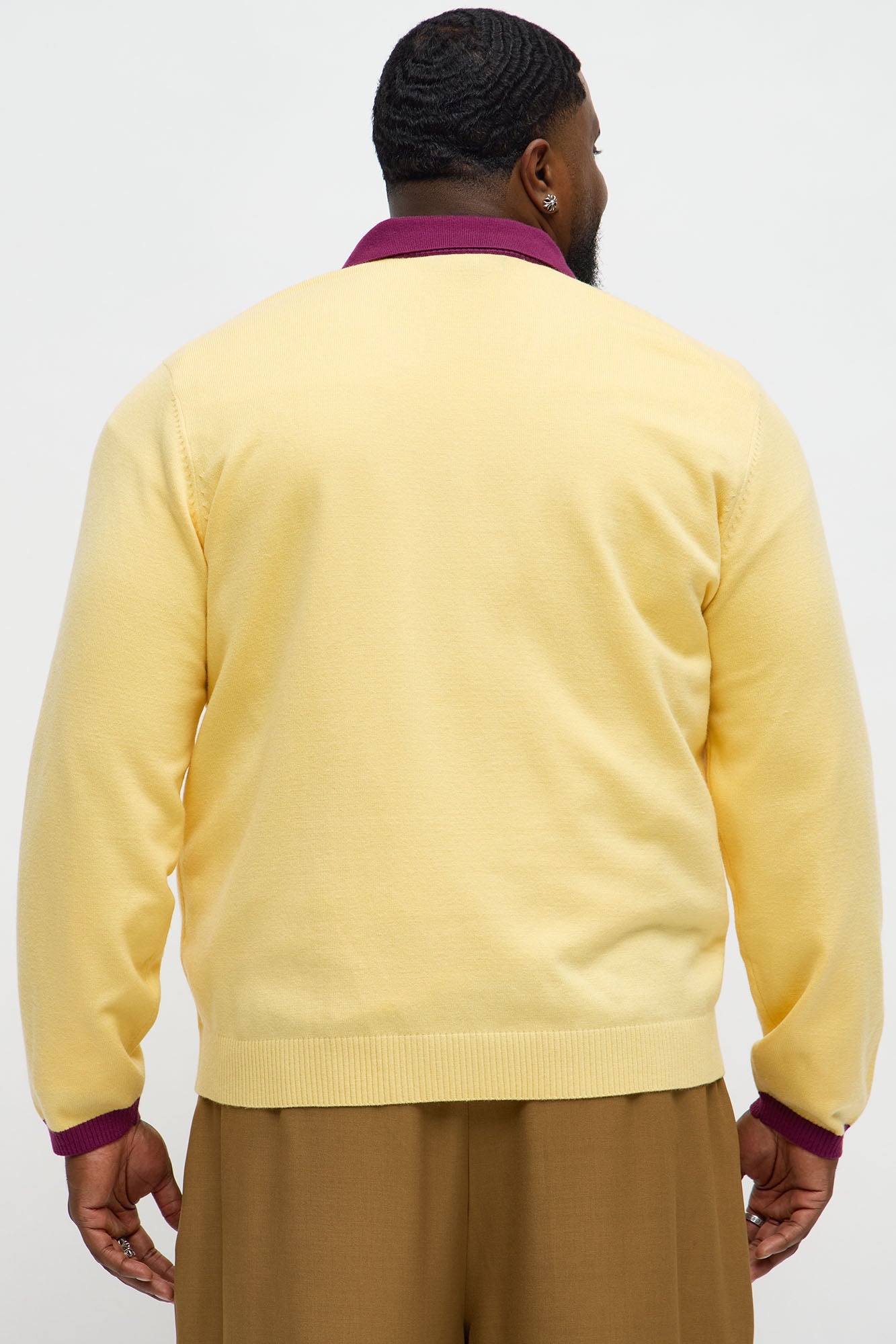 Luxury League Lightweight Knit Long Sleeve Polo - Yellow