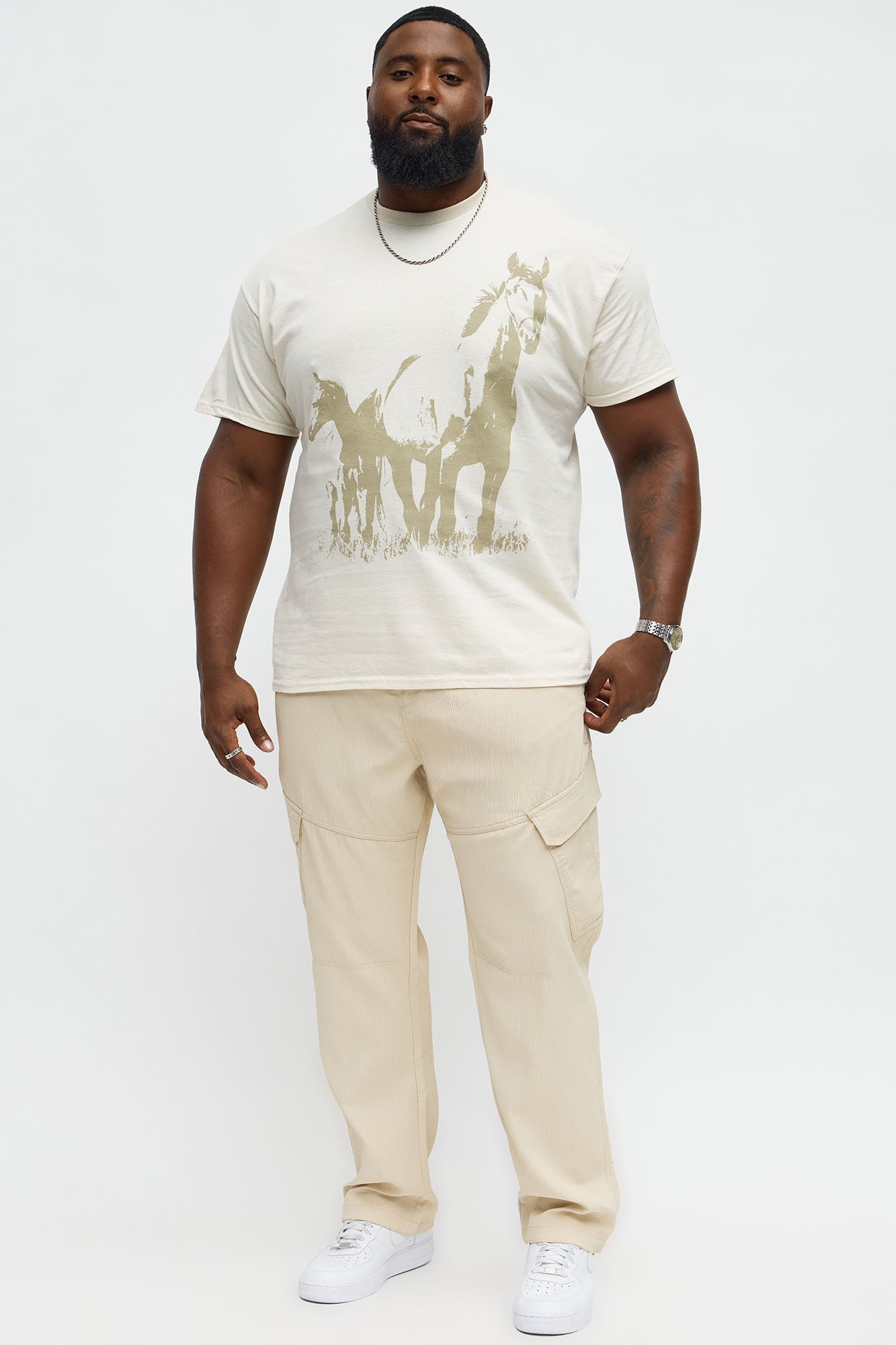 Slim Slanted Cargo Ribbed Pants - Cream