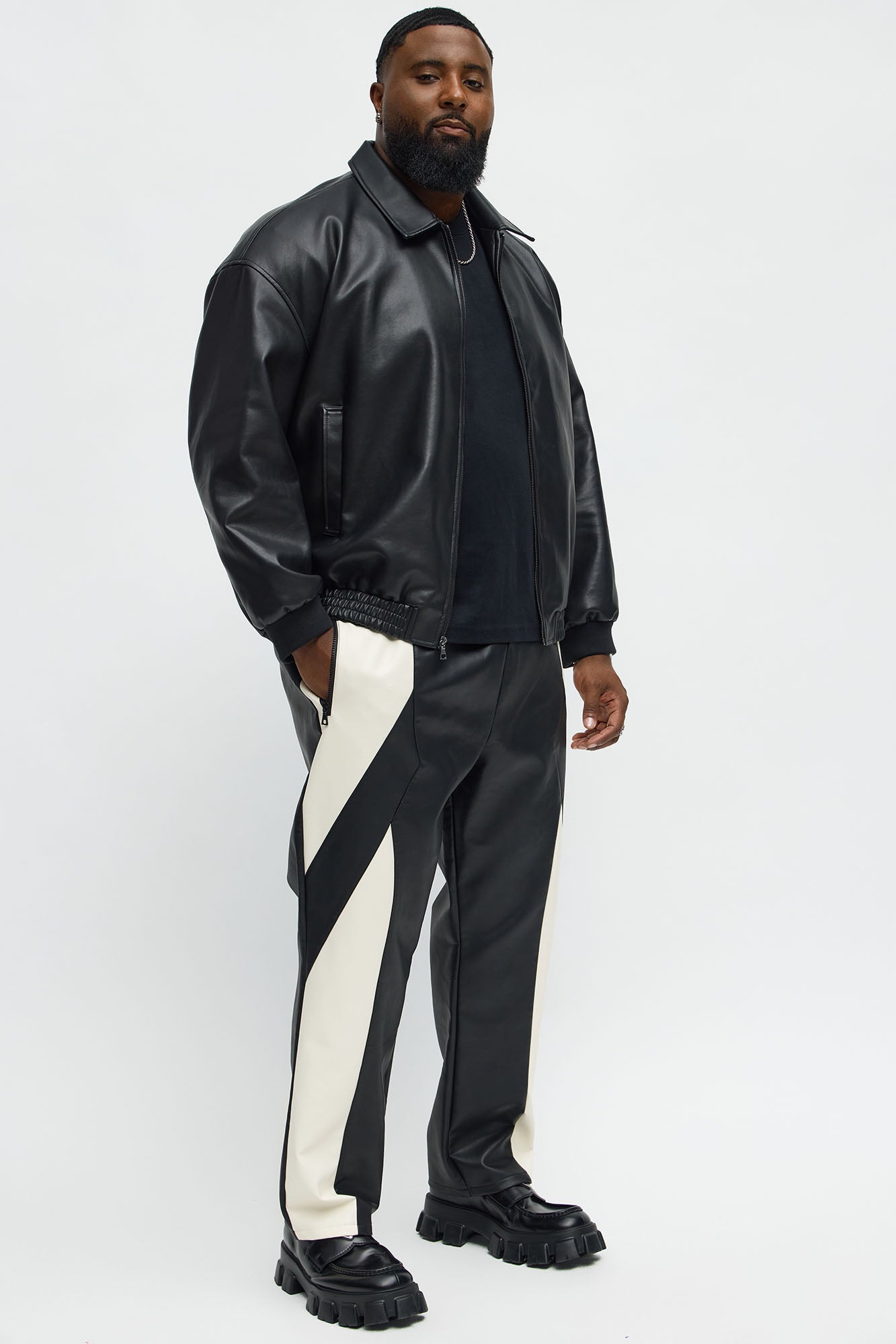 Slim Birmingham Faux Leather Pant - Black/combo