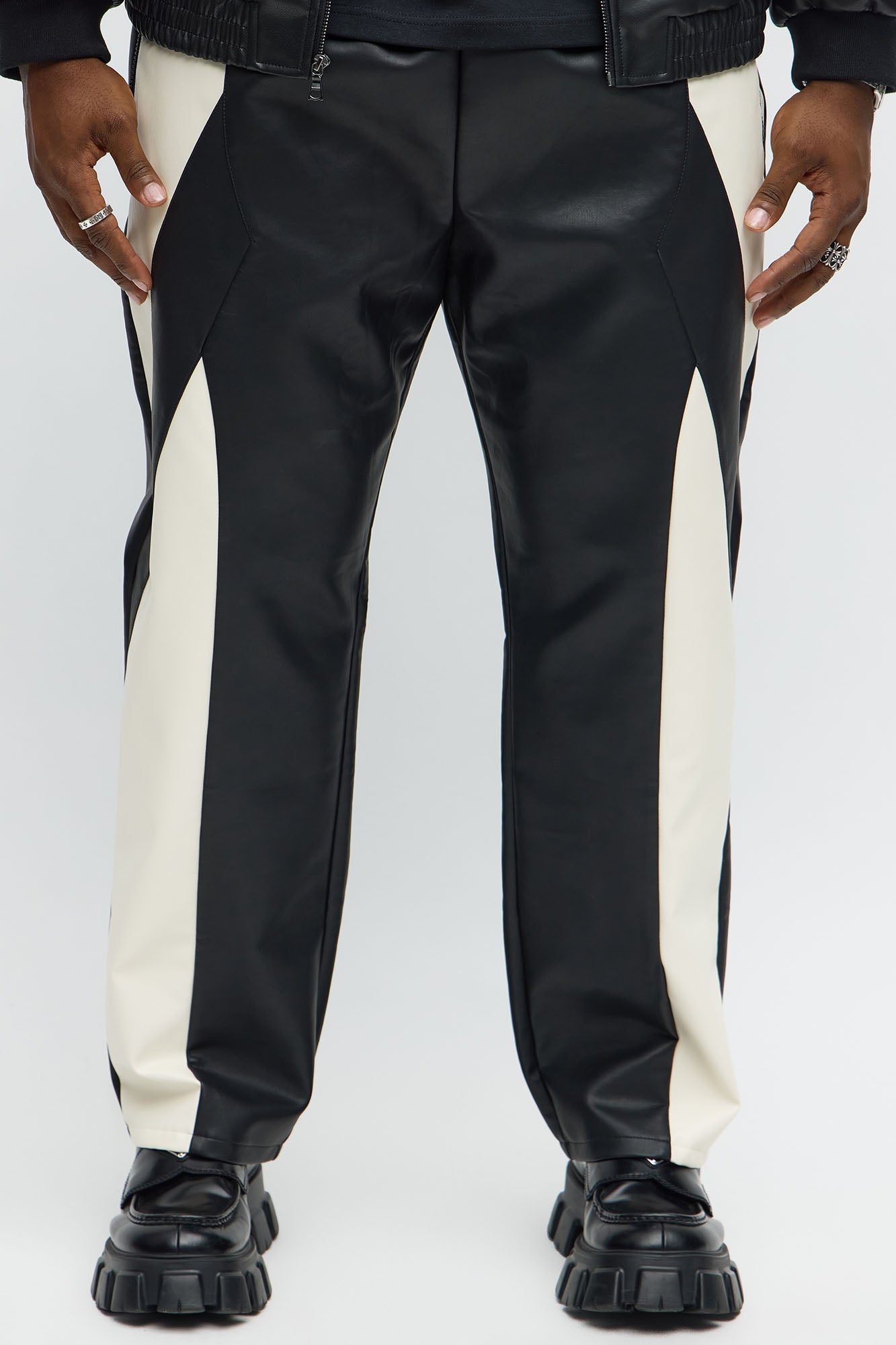 Slim Birmingham Faux Leather Pant - Black/combo