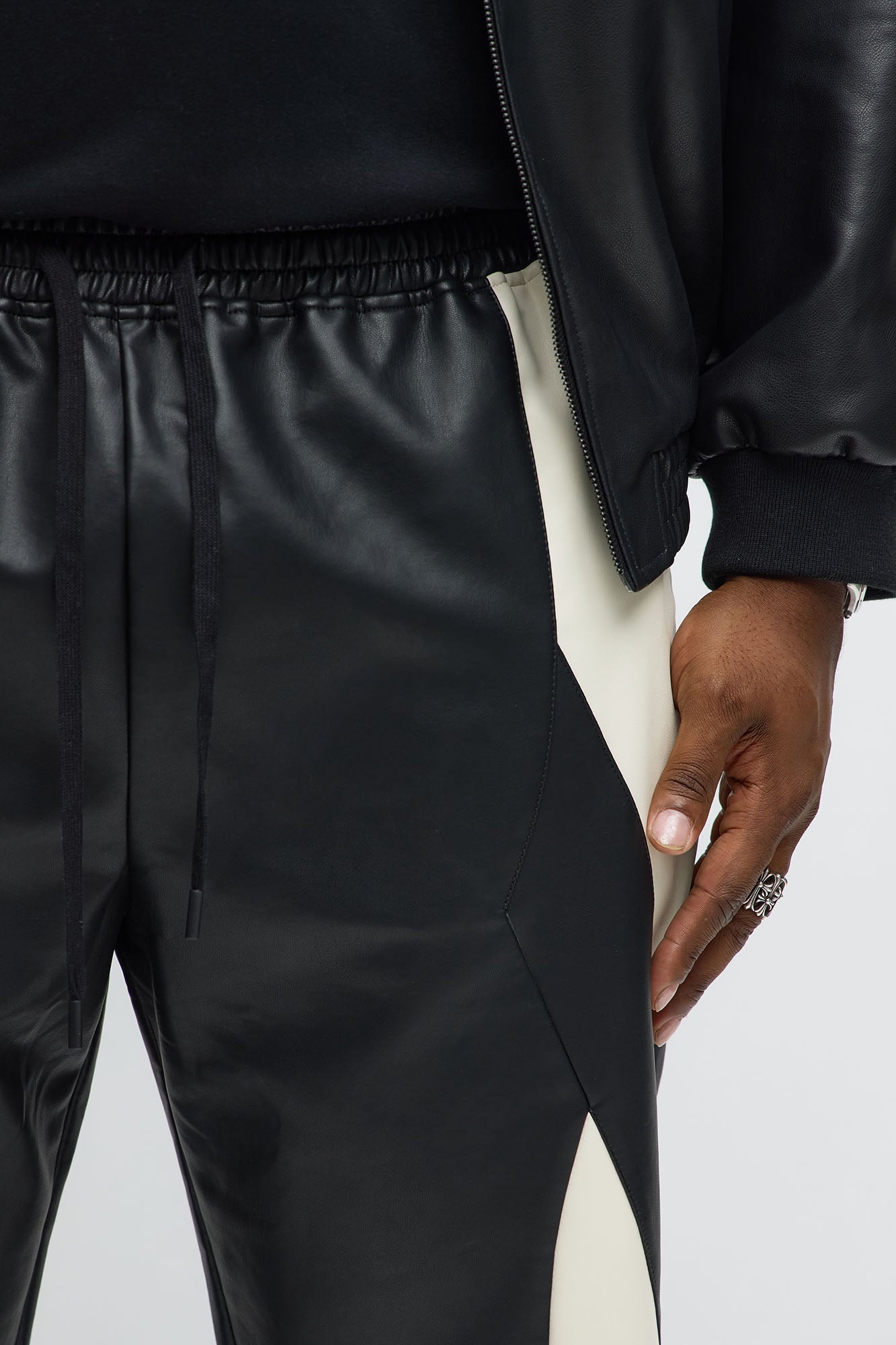 Slim Birmingham Faux Leather Pant - Black/combo