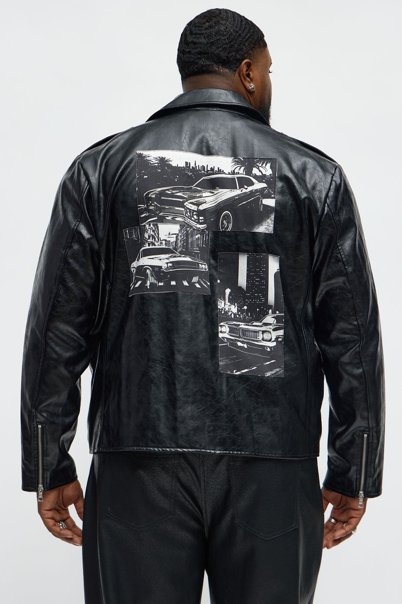 Faux Leather Speed Patched Moto Jacket - Black/combo