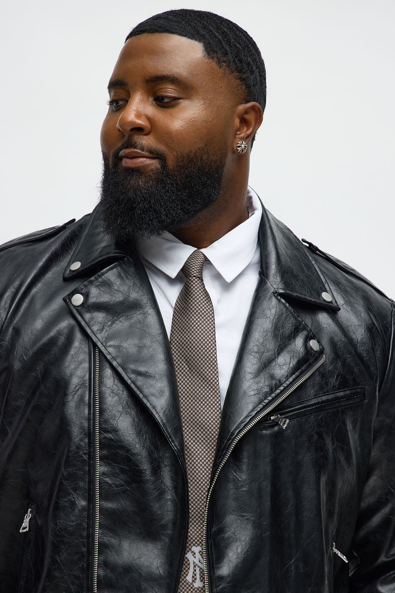 Faux Leather Speed Patched Moto Jacket - Black/combo