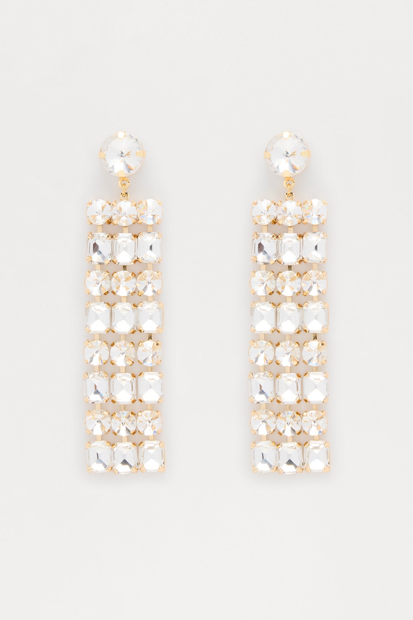 Stand Out Jeweled Fringe Drop Earrings - Gold