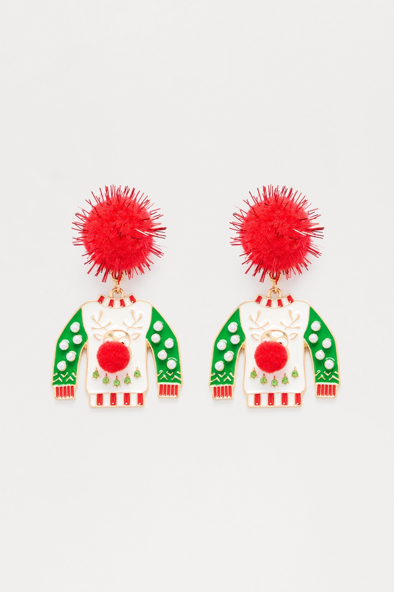 Ugly Christmas Sweater Drop Earrings - Green/combo