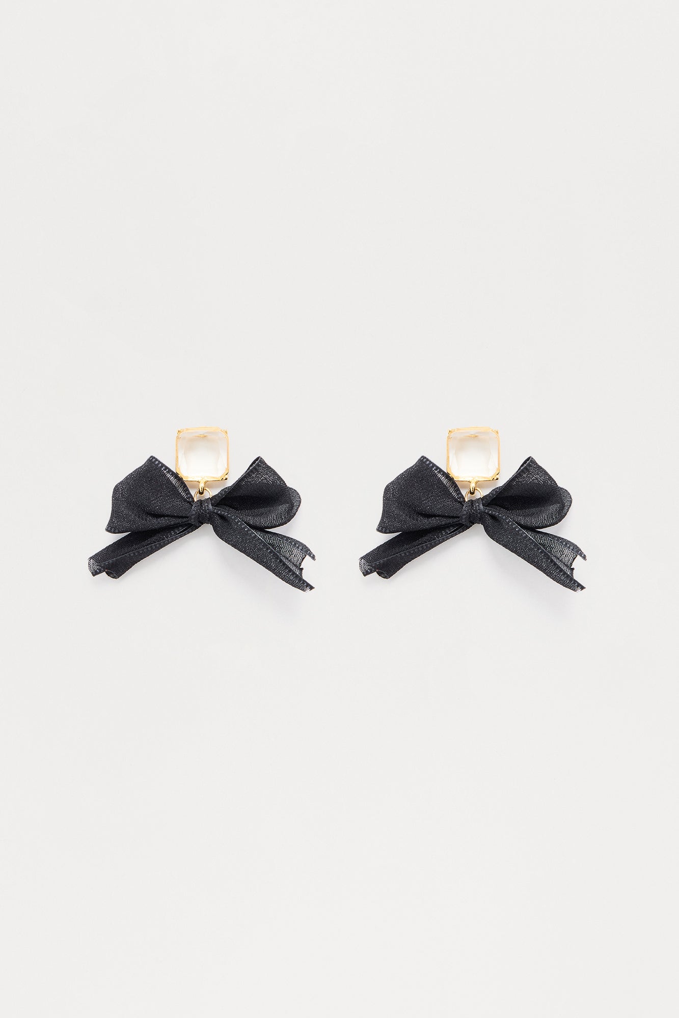 Royal Ribbon Bow Drop Earrings - Black