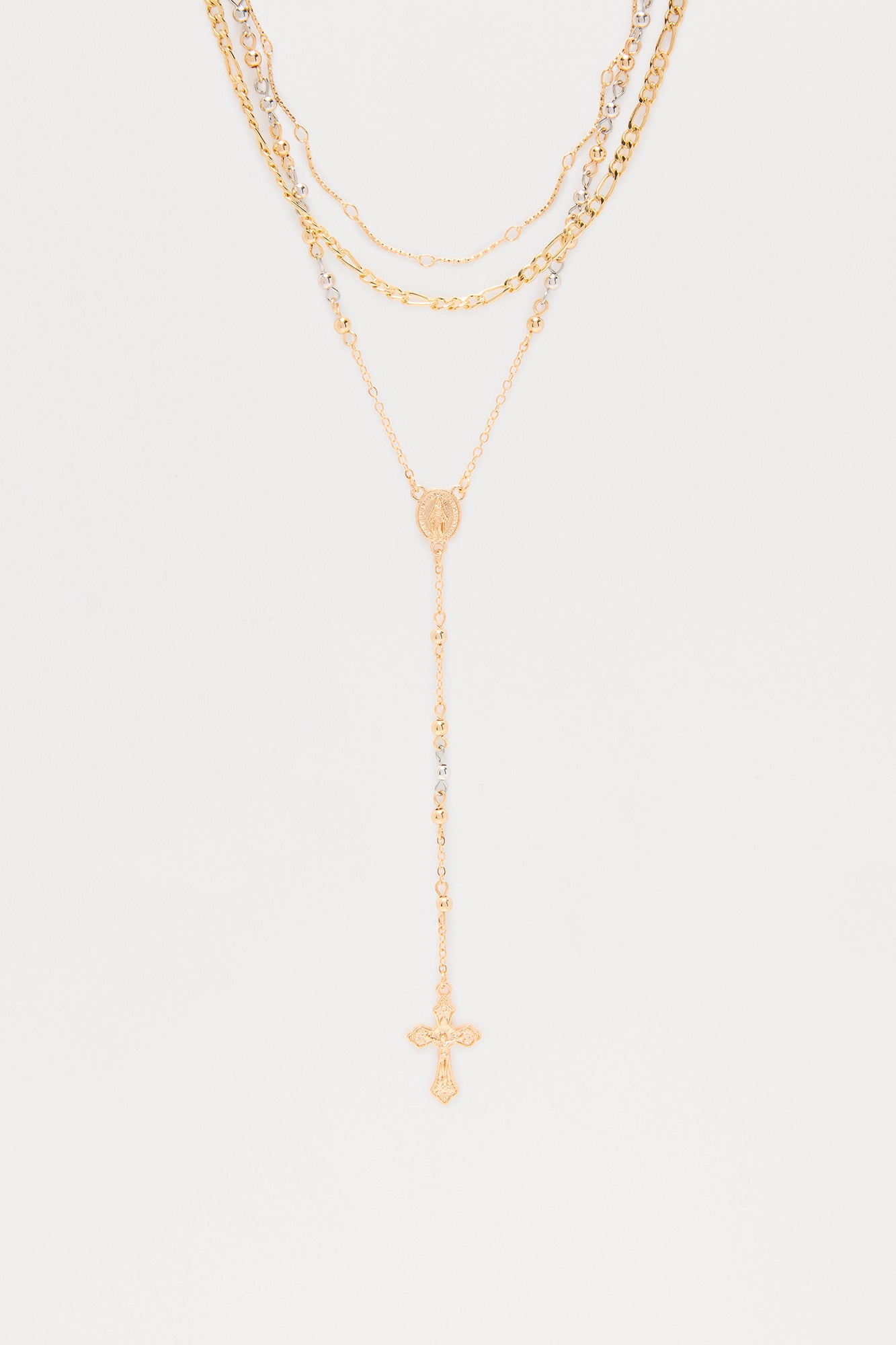 Saint Pendant Necklace Set - Gold