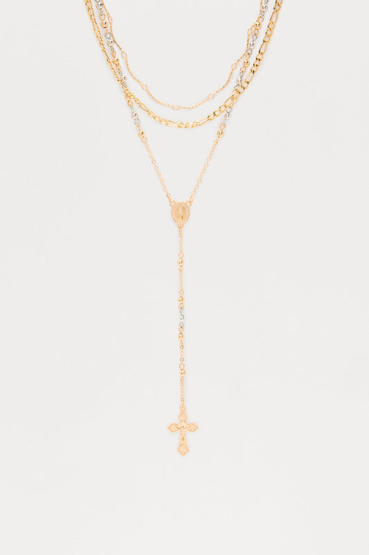 Saint Pendant Necklace Set - Gold