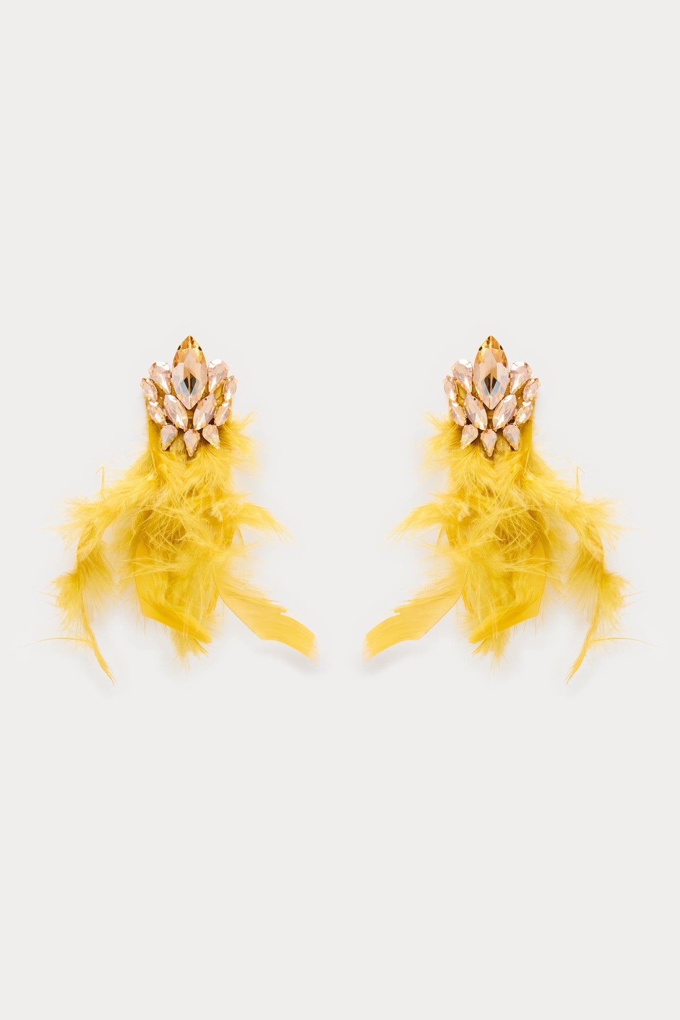 Feather Light Rhinestone Drop Earrings - Yellow