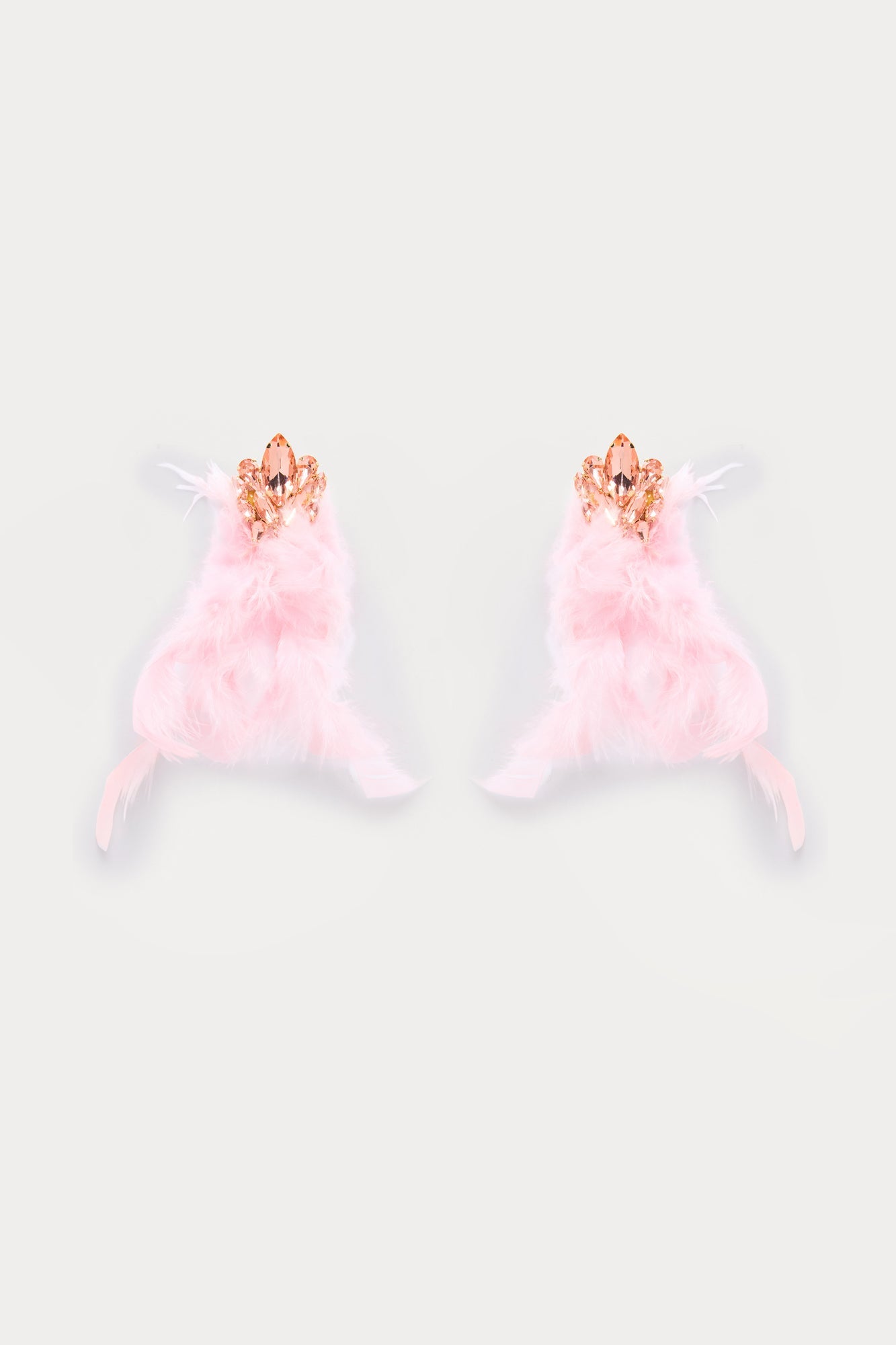 Feather Light Rhinestone Drop Earrings - Pink