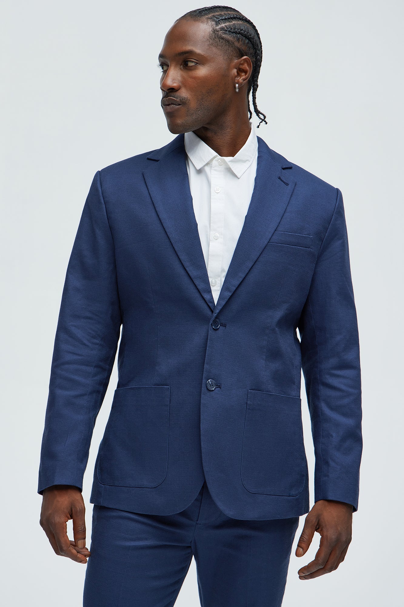 Travis Solid Texture Blazer - Navy
