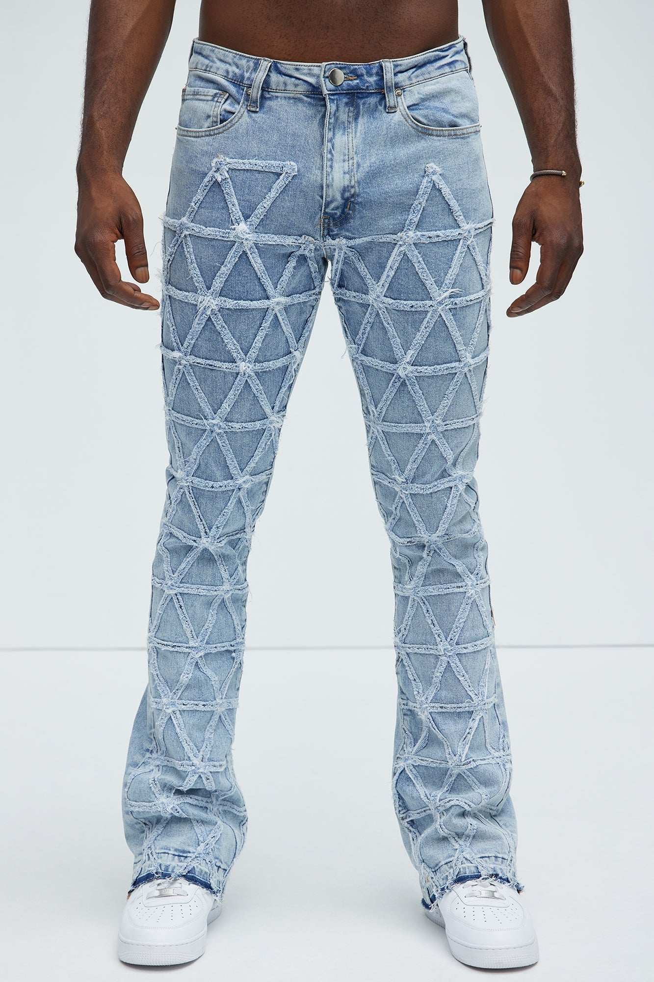 Interstellar Stacked Slim Flare Jeans - Light Blue Wash