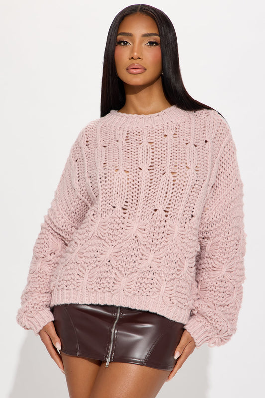 Winter Chill Crochet Sweater - Mauve
