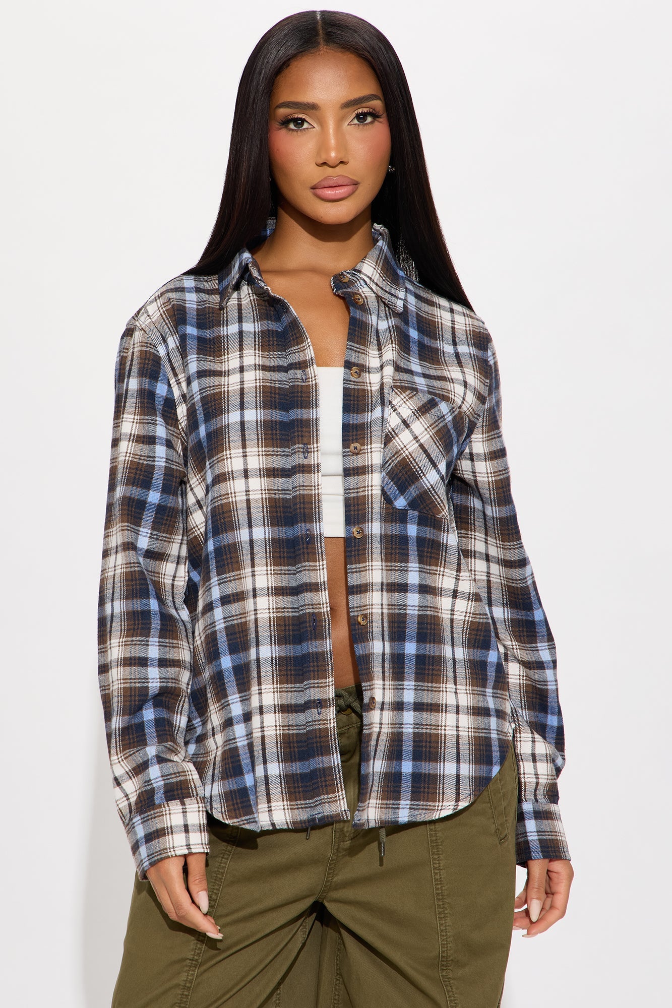 Street Style CEO Flannel Shirt - Navy/combo