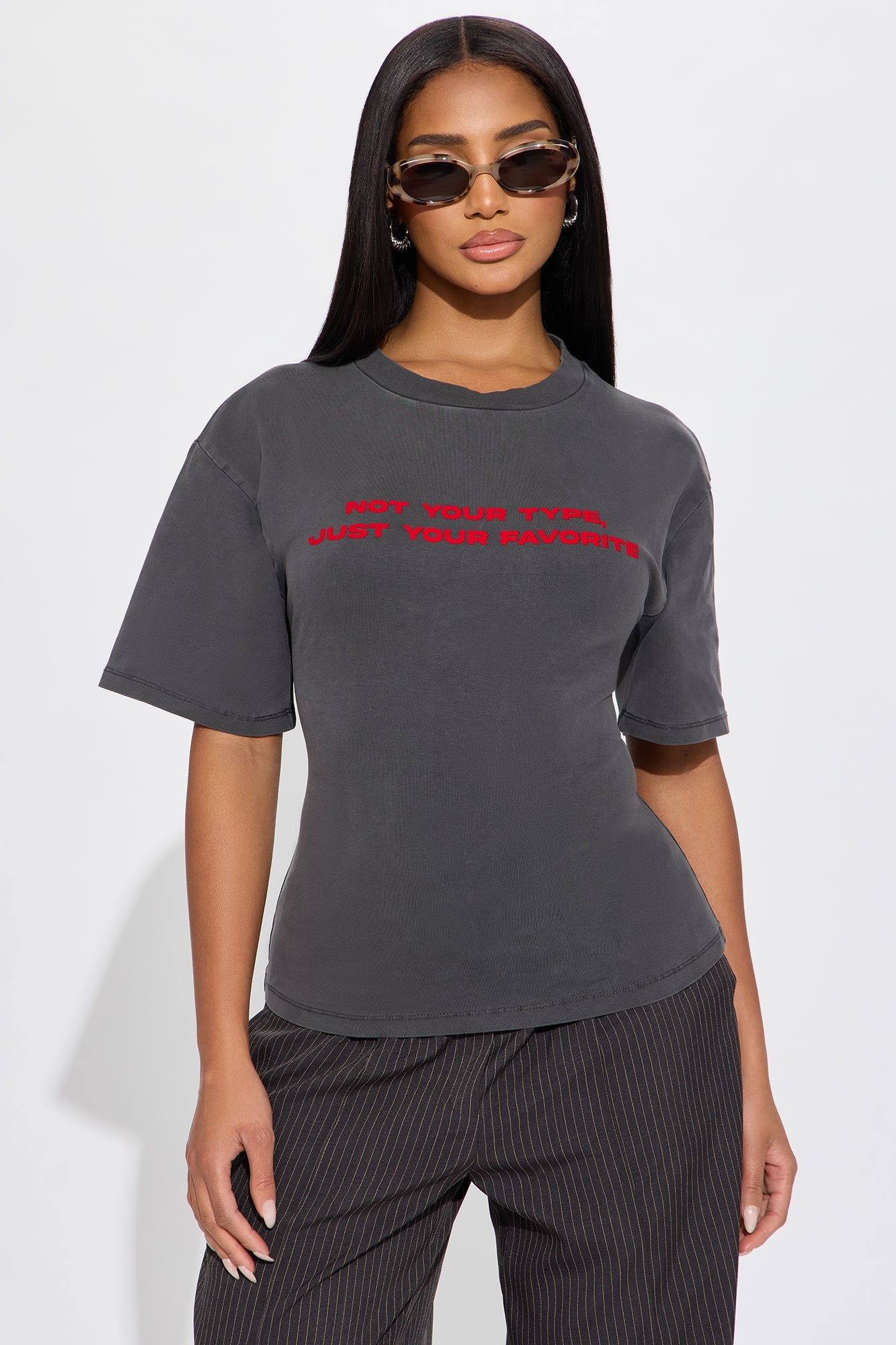 Not Your Type Top - Charcoal