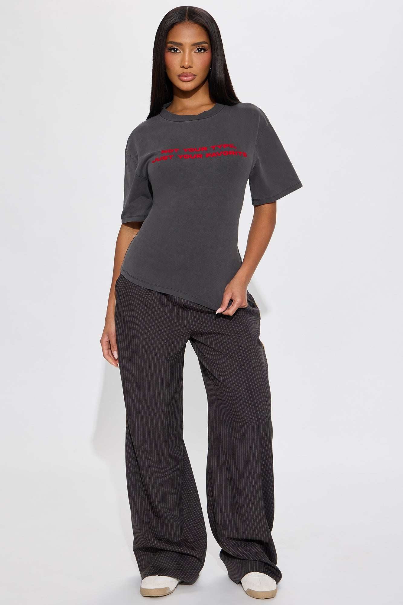 Not Your Type Top - Charcoal