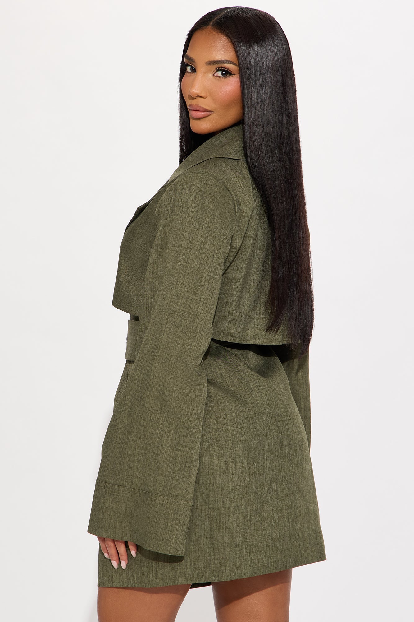 It's Official Belted Blazer Mini Dress - Olive