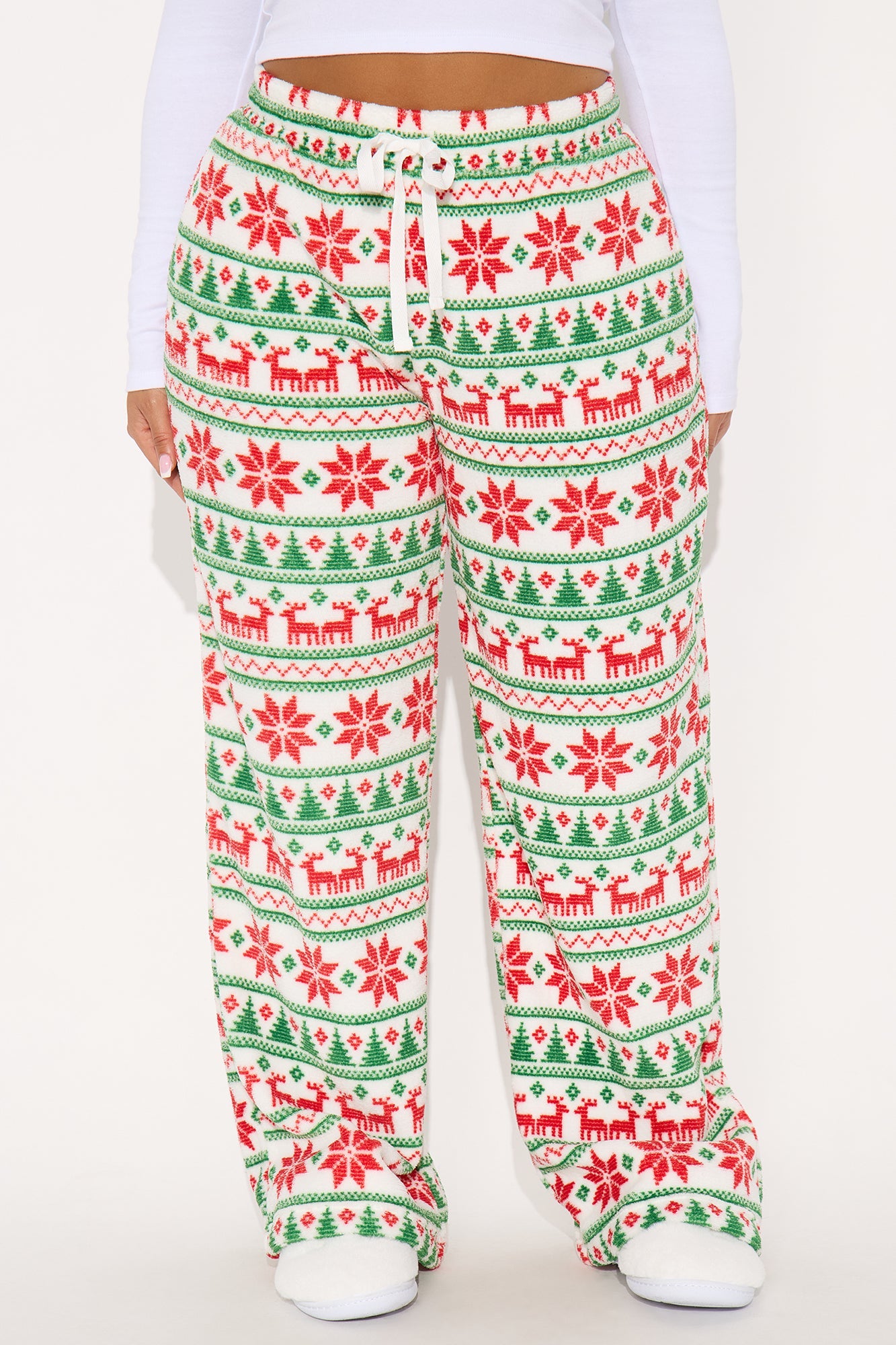Feels Like Christmas Matching Family Plush PJ Pants - White/combo