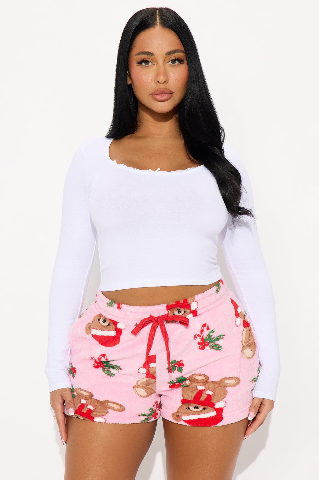 Teddy Bear Season Plush PJ Shorts - Pink